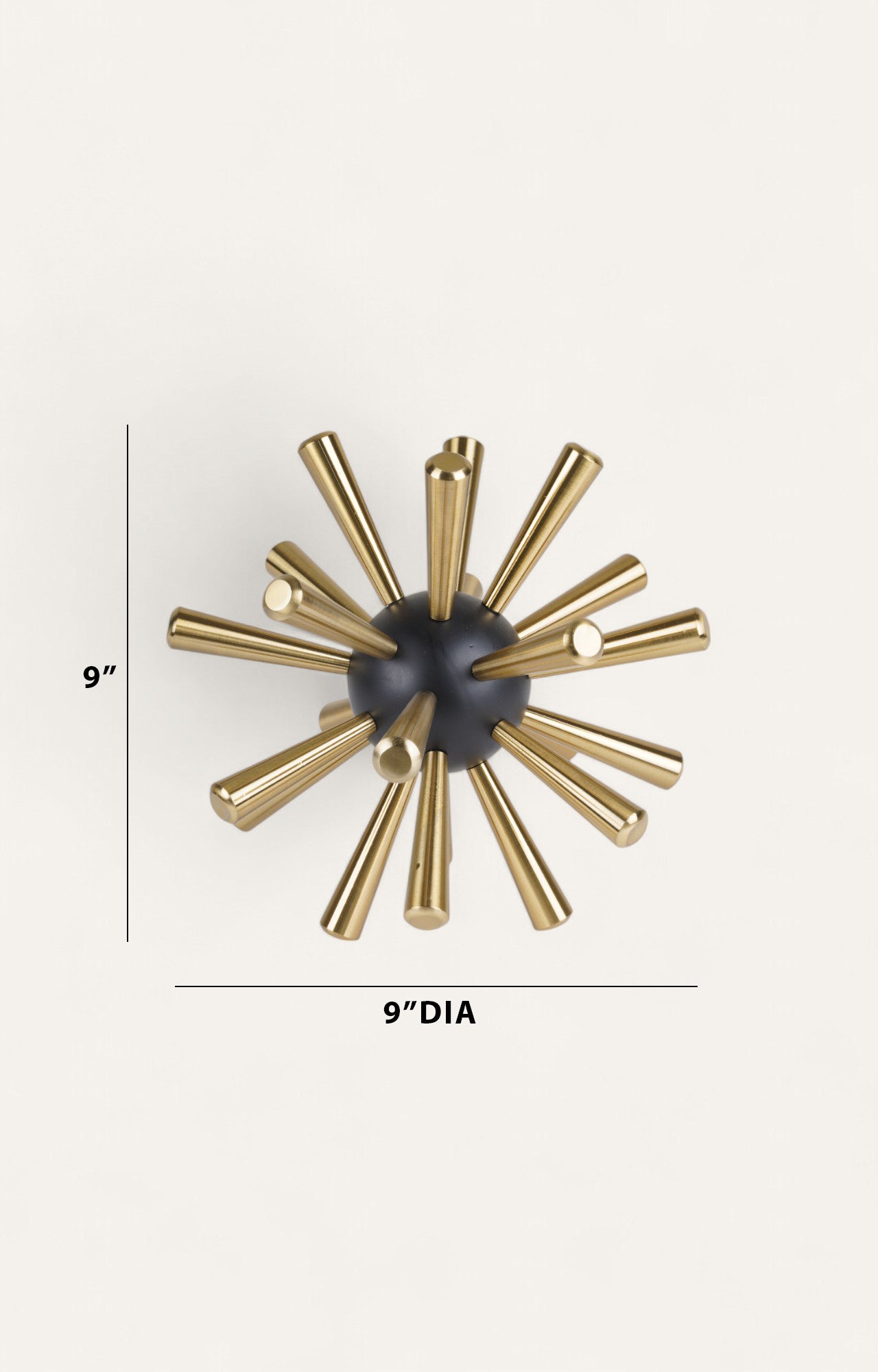 Thorny Black and Gold Metal Barb Ball Sculpture