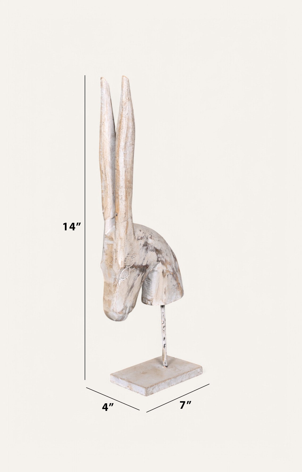 Modern White Deer Head Sculpture on Metal Stand