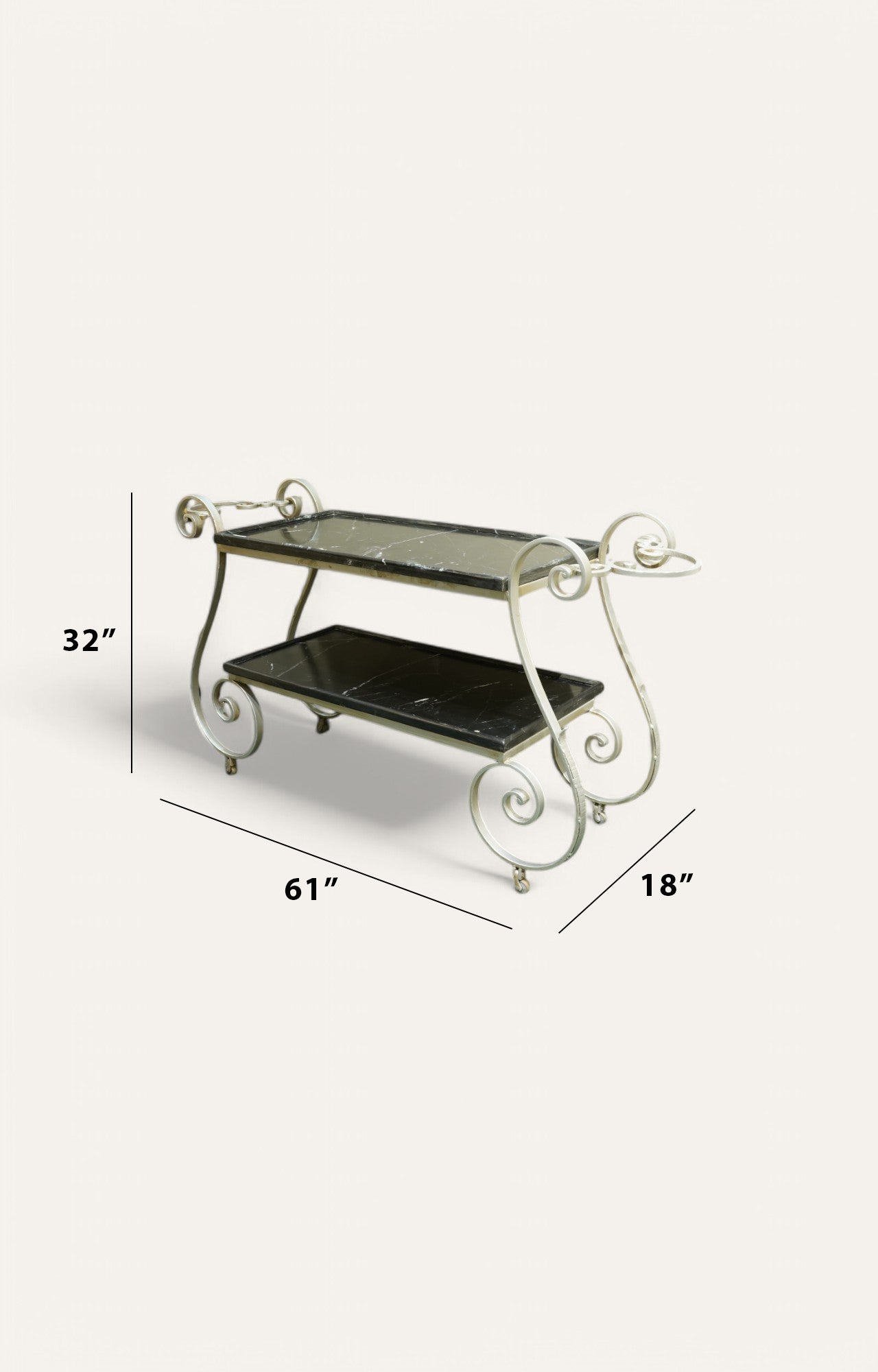 2 Tier Marble & Iron Console