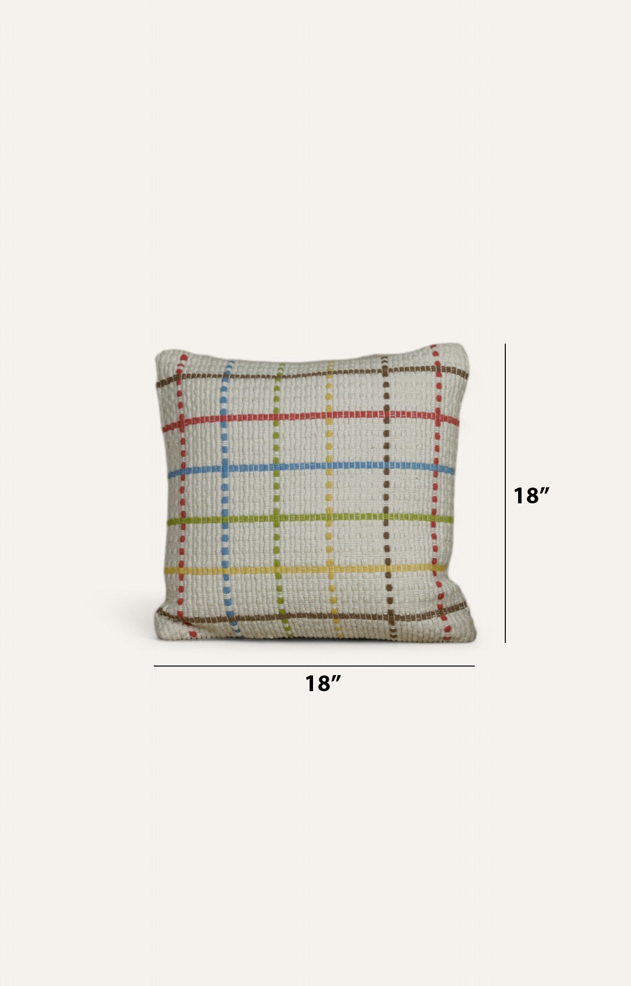 Embroidered Cushion in Colorful Checkered Pattern