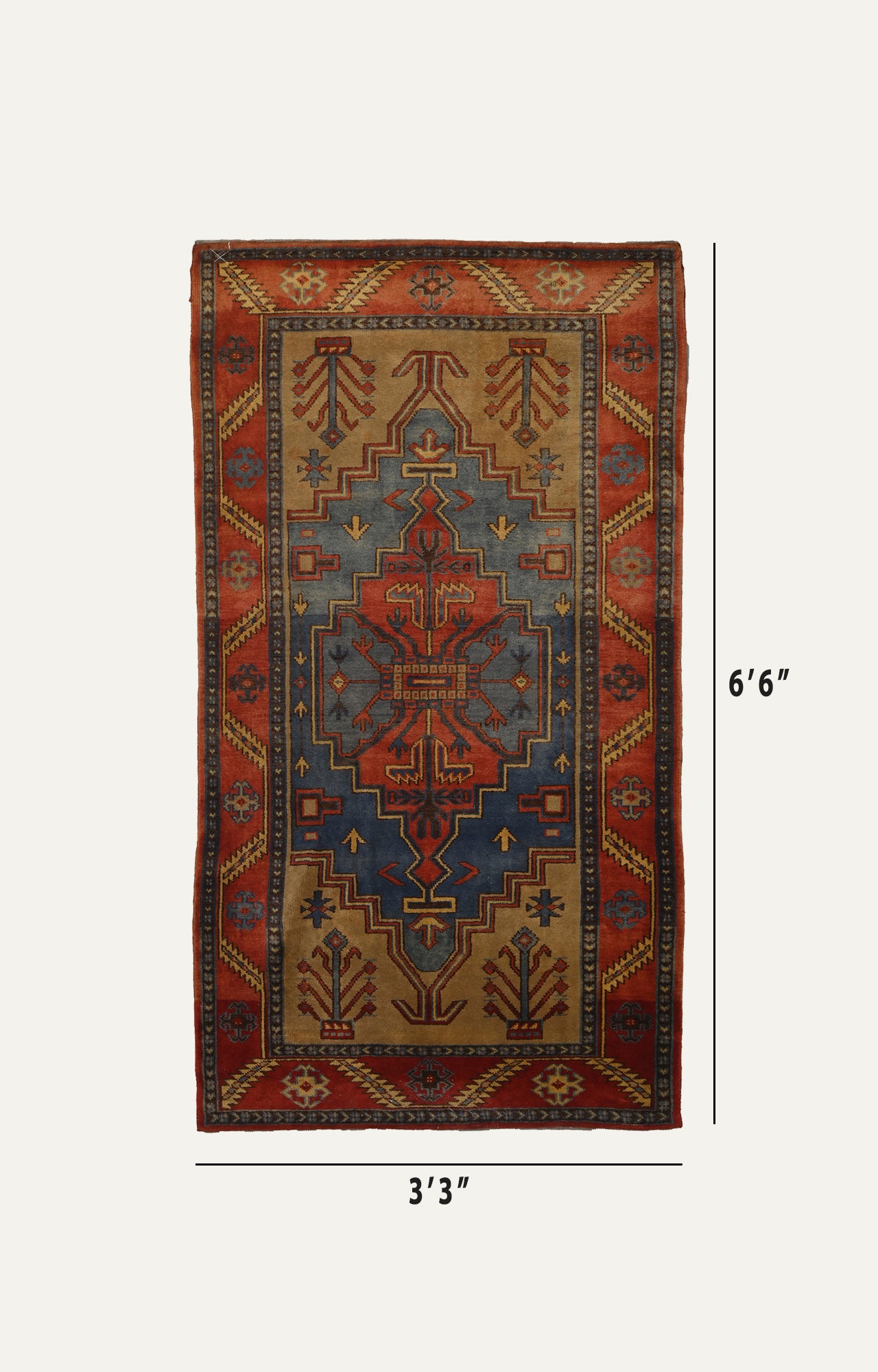3 x 6 Ft Colorful Handwoven Kilim Carpet with Geometric pattern