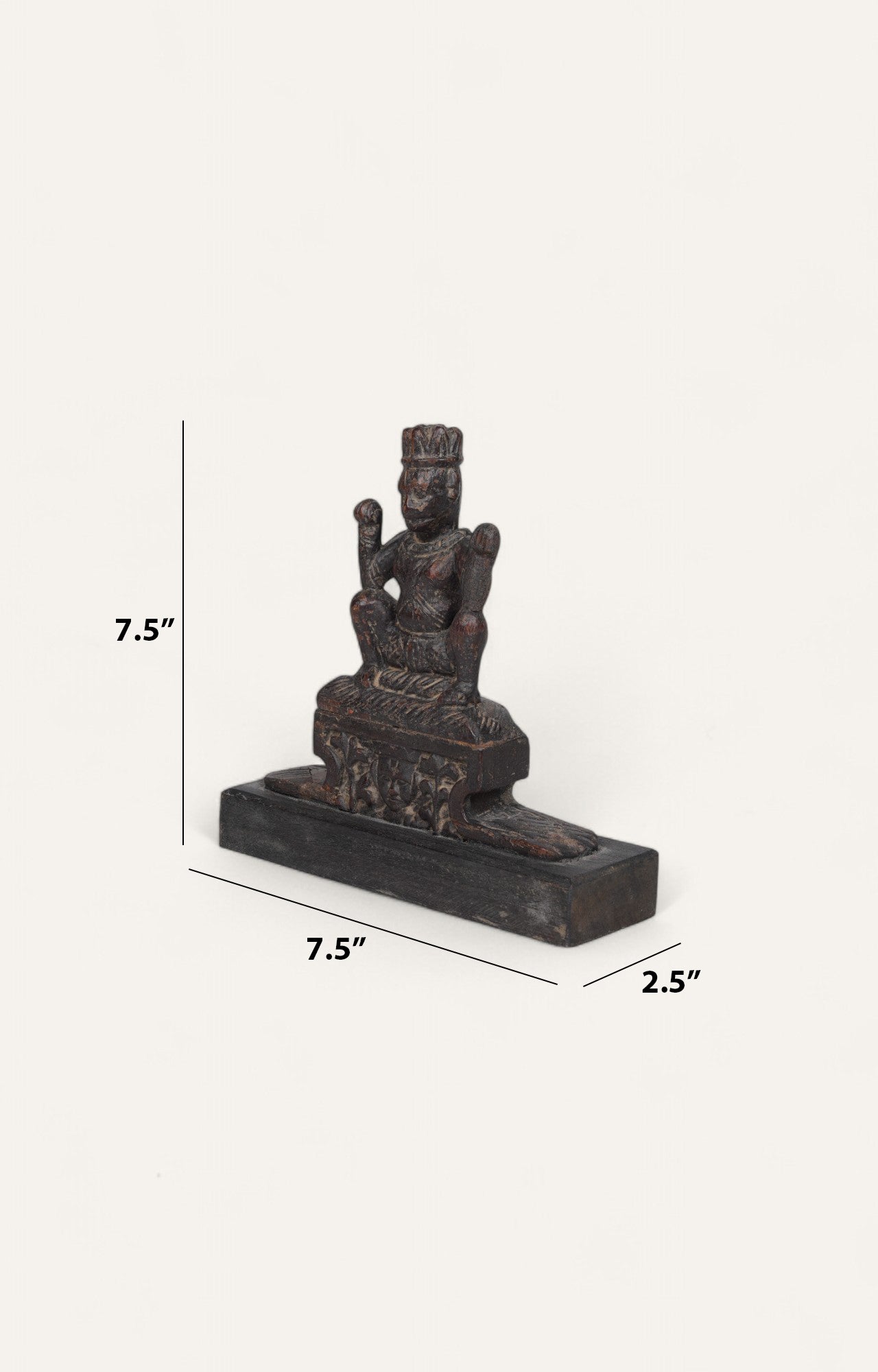 Vintage Seated Deity Folk Wooden Sculpture