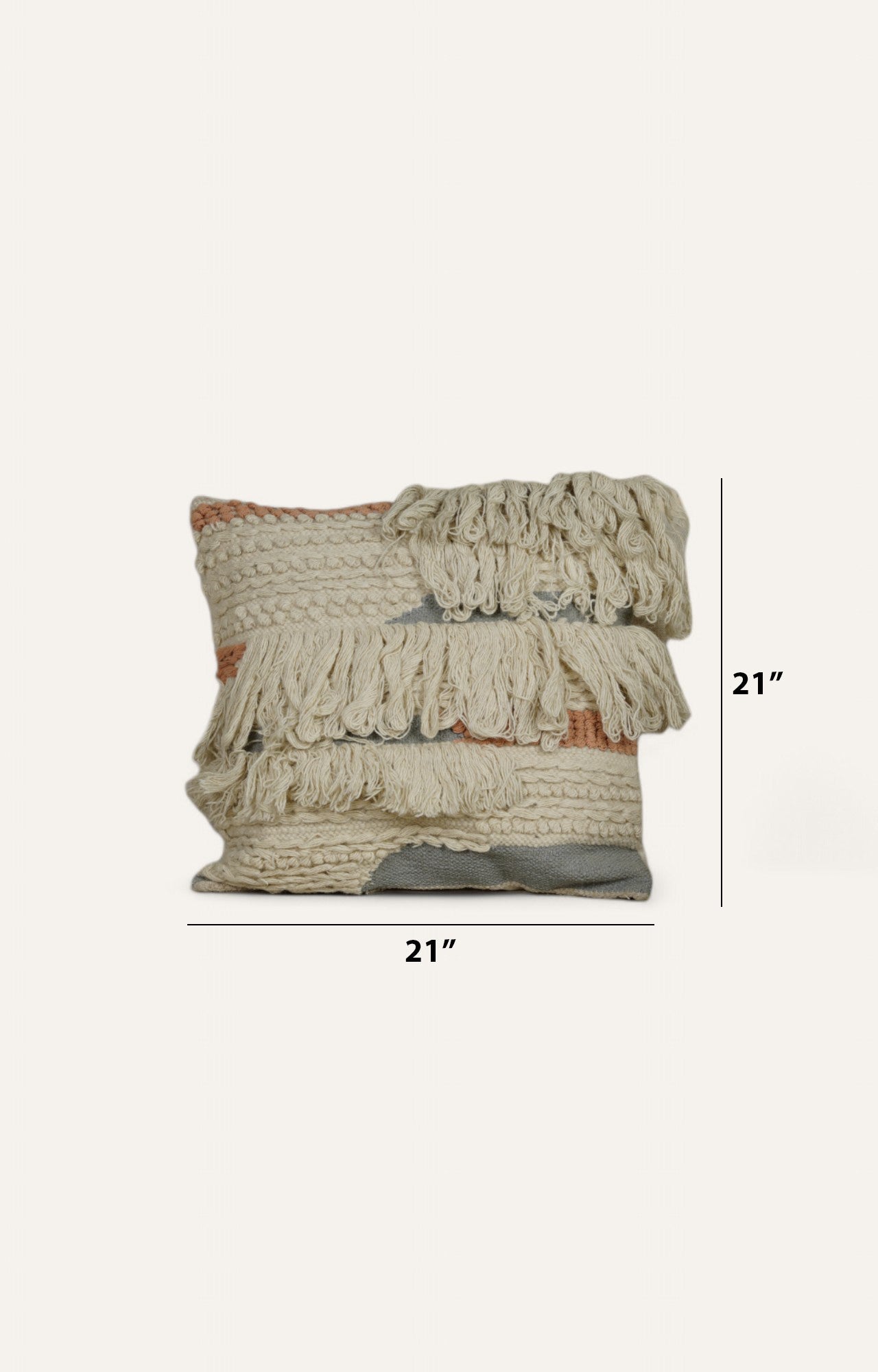 Handwoven Textured Cushion with Layered Fringes