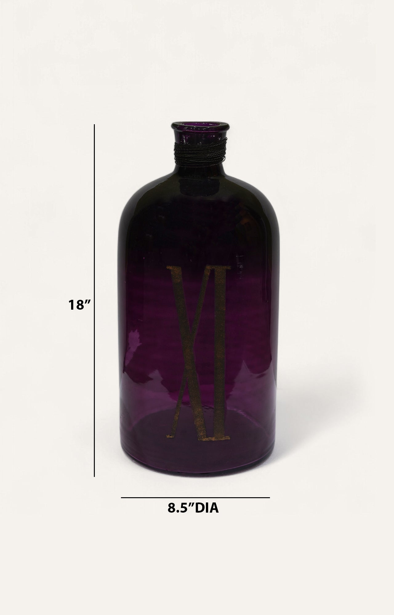 Plum Purple Bottle-Shaped Glass Vase