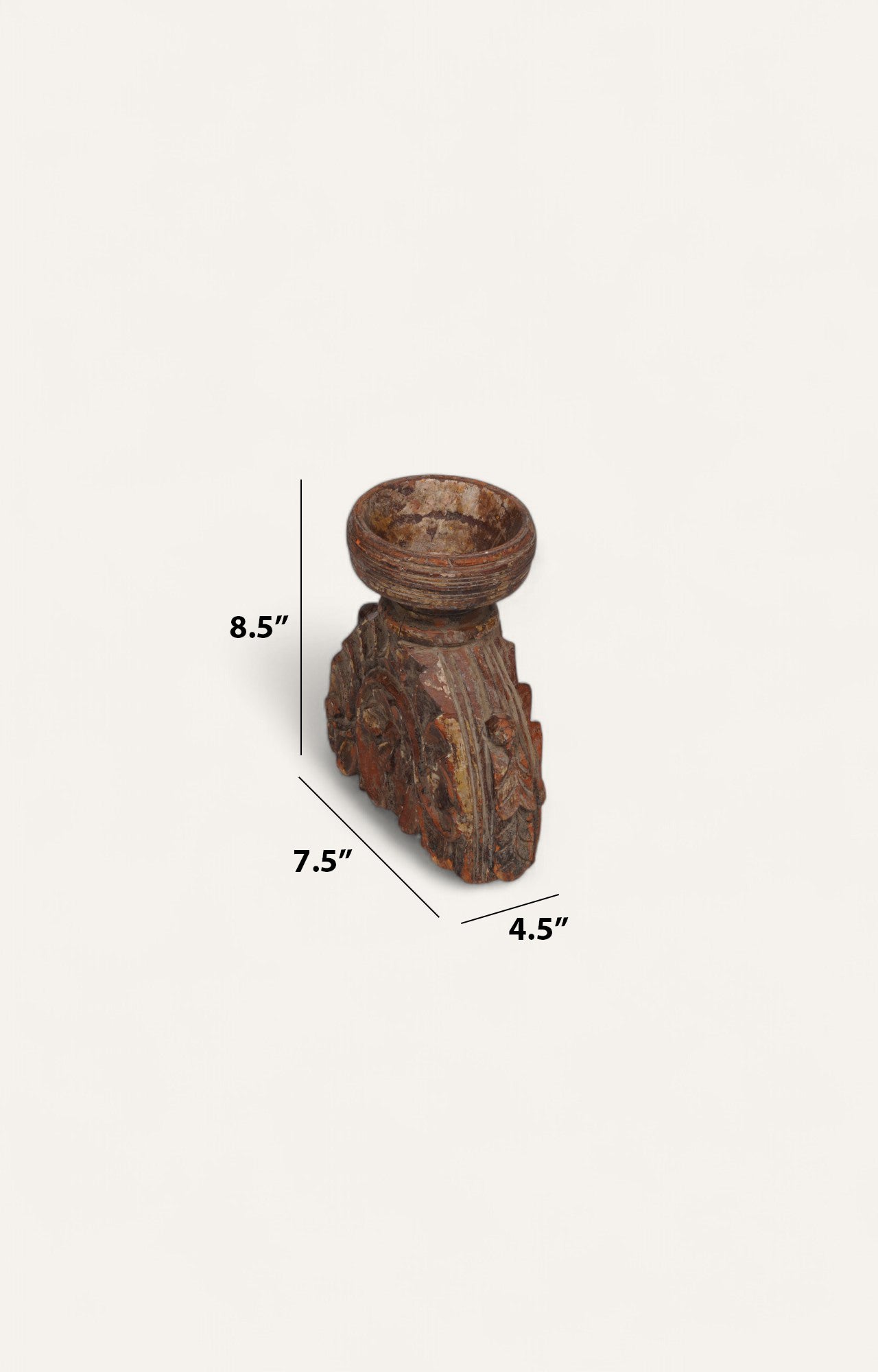 Earth-Toned Floral Teak Candle Stand