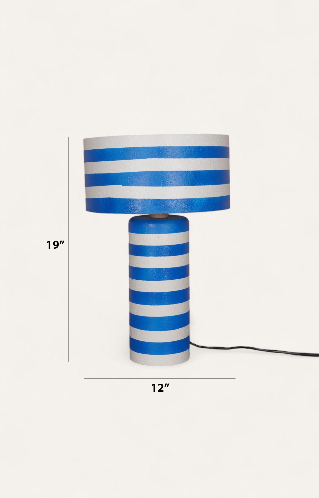 Coastal Blue & White Striped Plaster Table Lamp