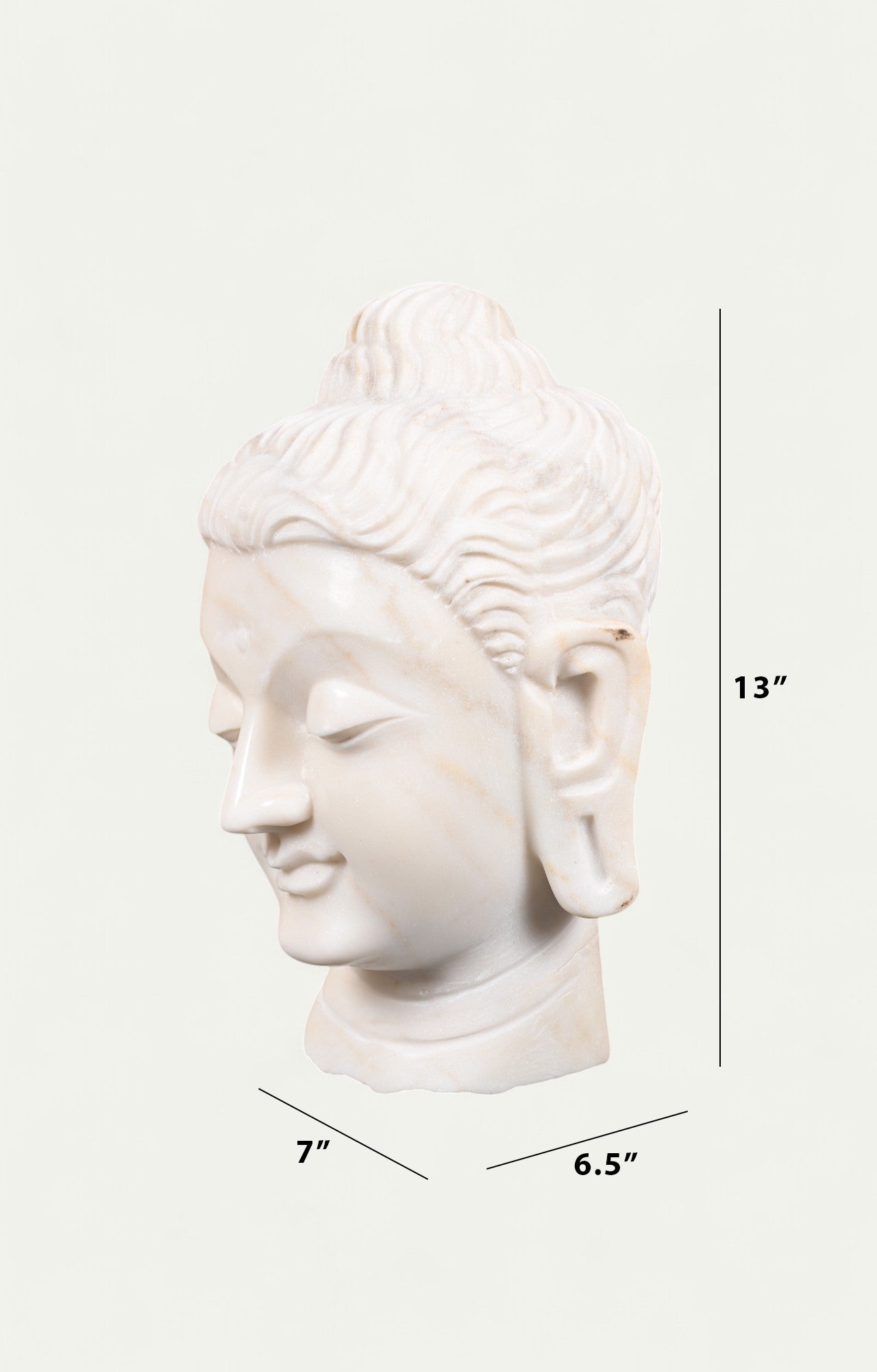 White Marble Buddha Head Statue – Serene Décor Accent