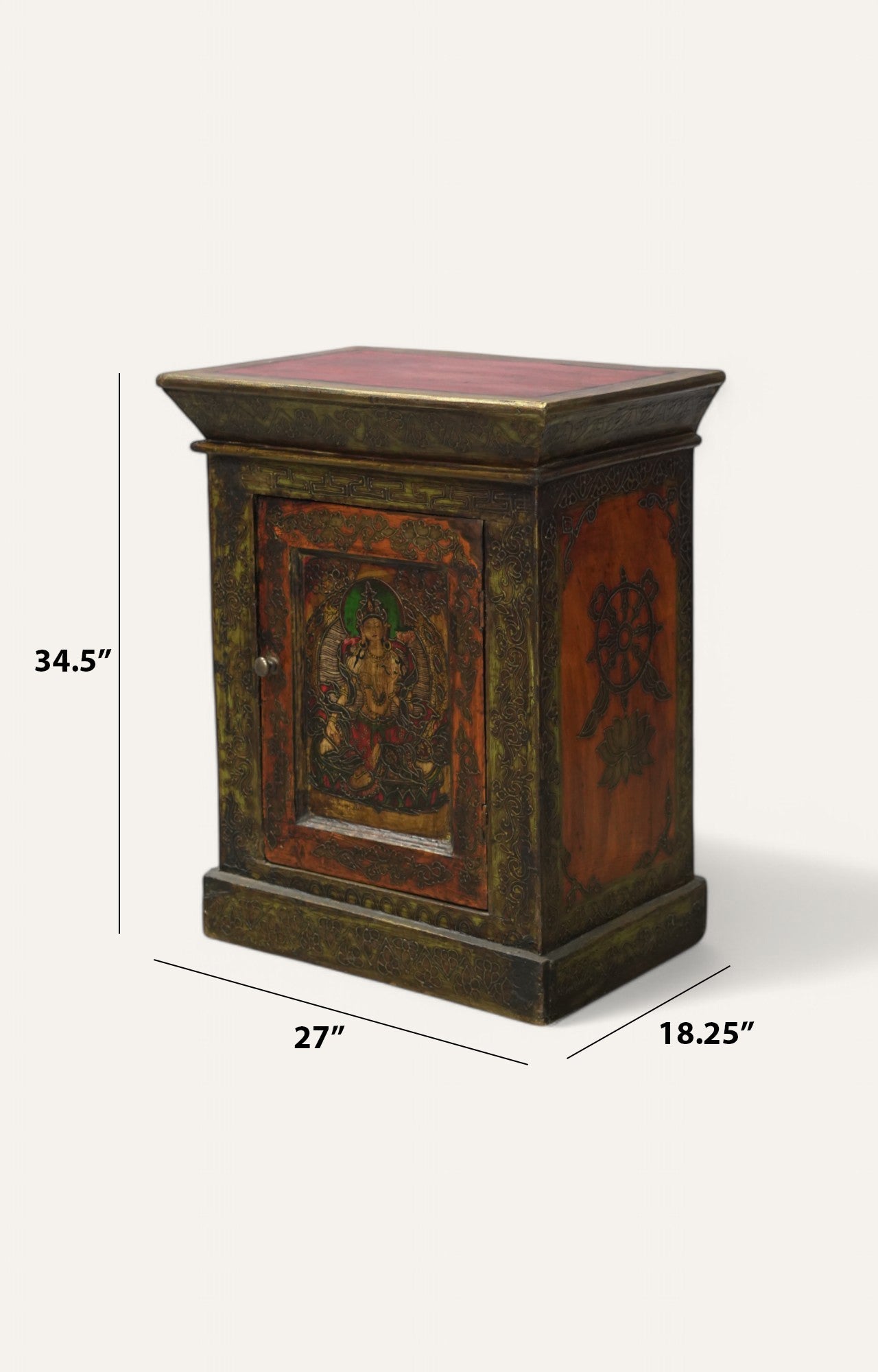 Lord Krishna Hand-Painted Vintage Cabinet