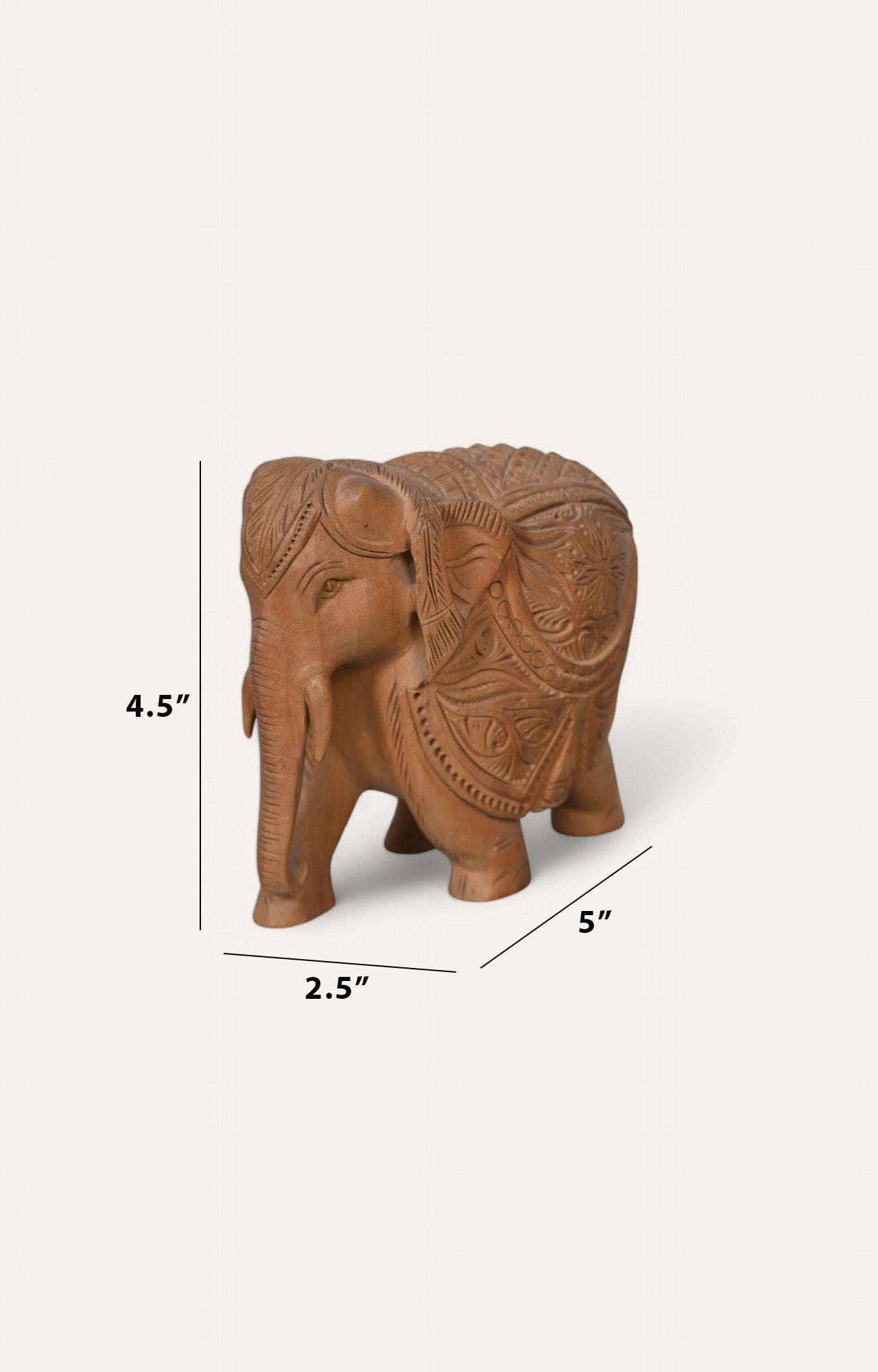 Decorative Hand-Carved Teak Wood Elephant Statue