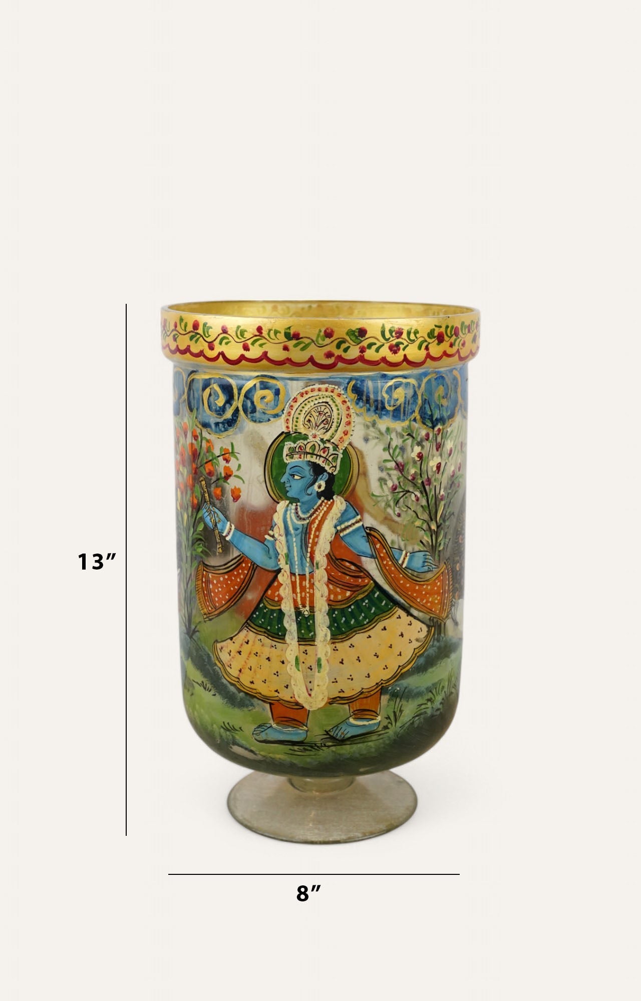 Hand-Painted Mughal Woman Glass Vase