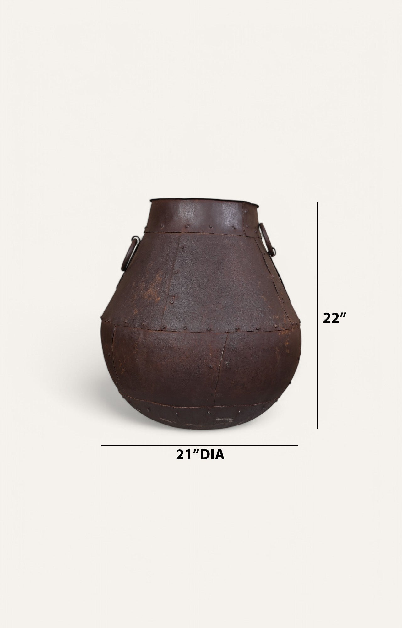 Rustic Iron Wide-Base Metal Vase