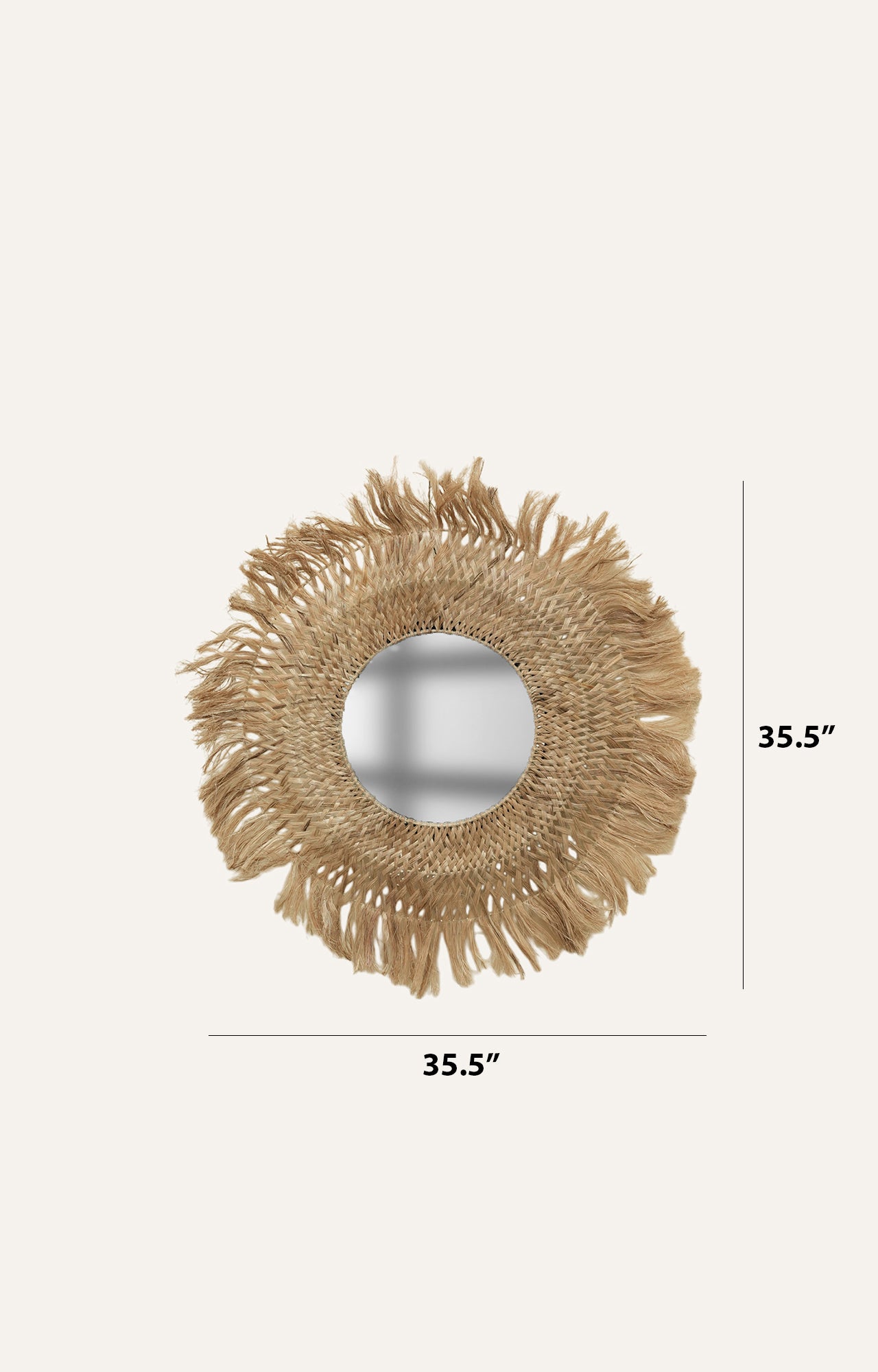 Round Prism Wall Mirror with Sea Grass Fringe