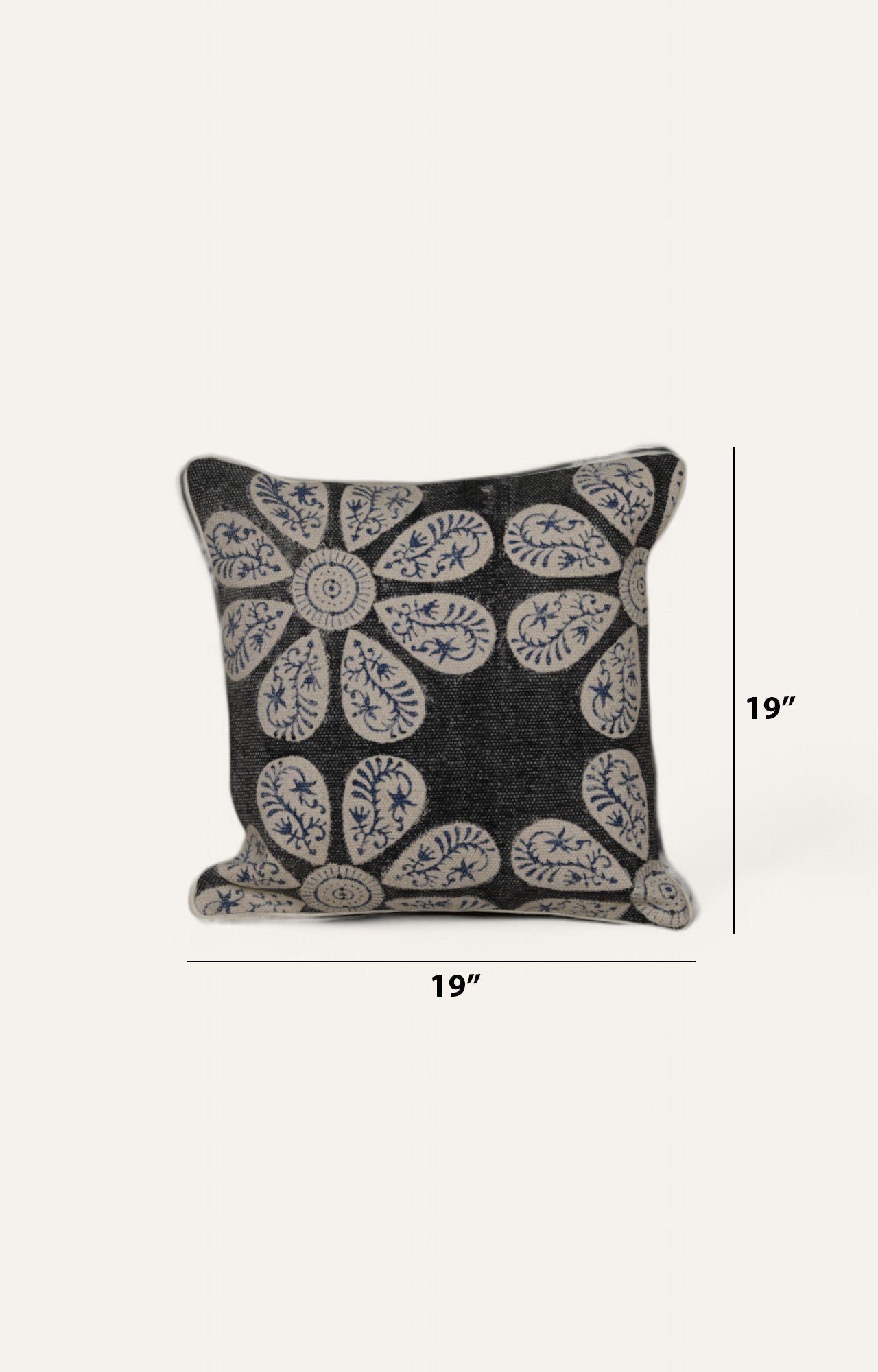 Black and White Floral Pattern Printed Cushion