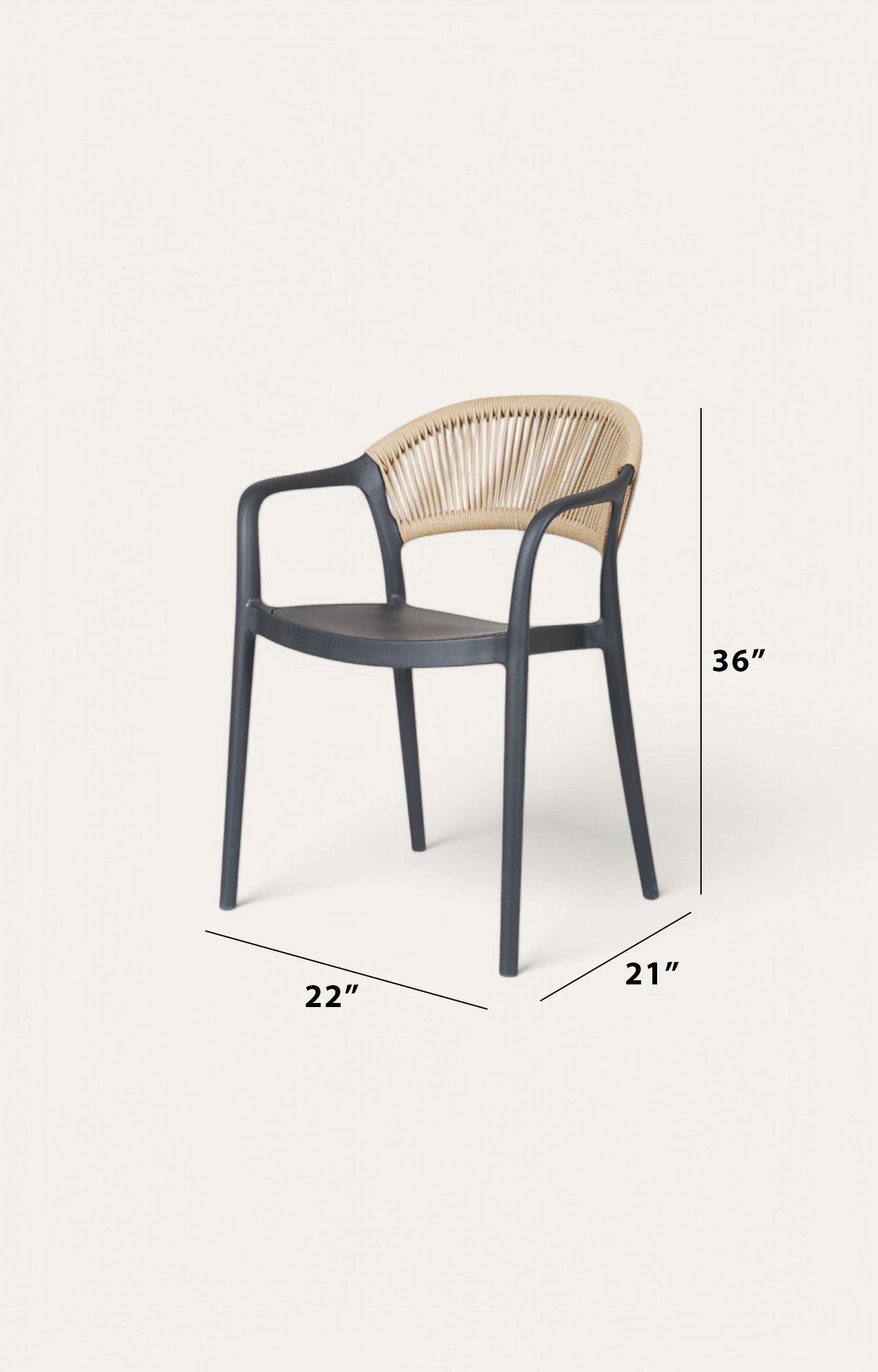 Noir Black Metal Chair with Wicker Backrest