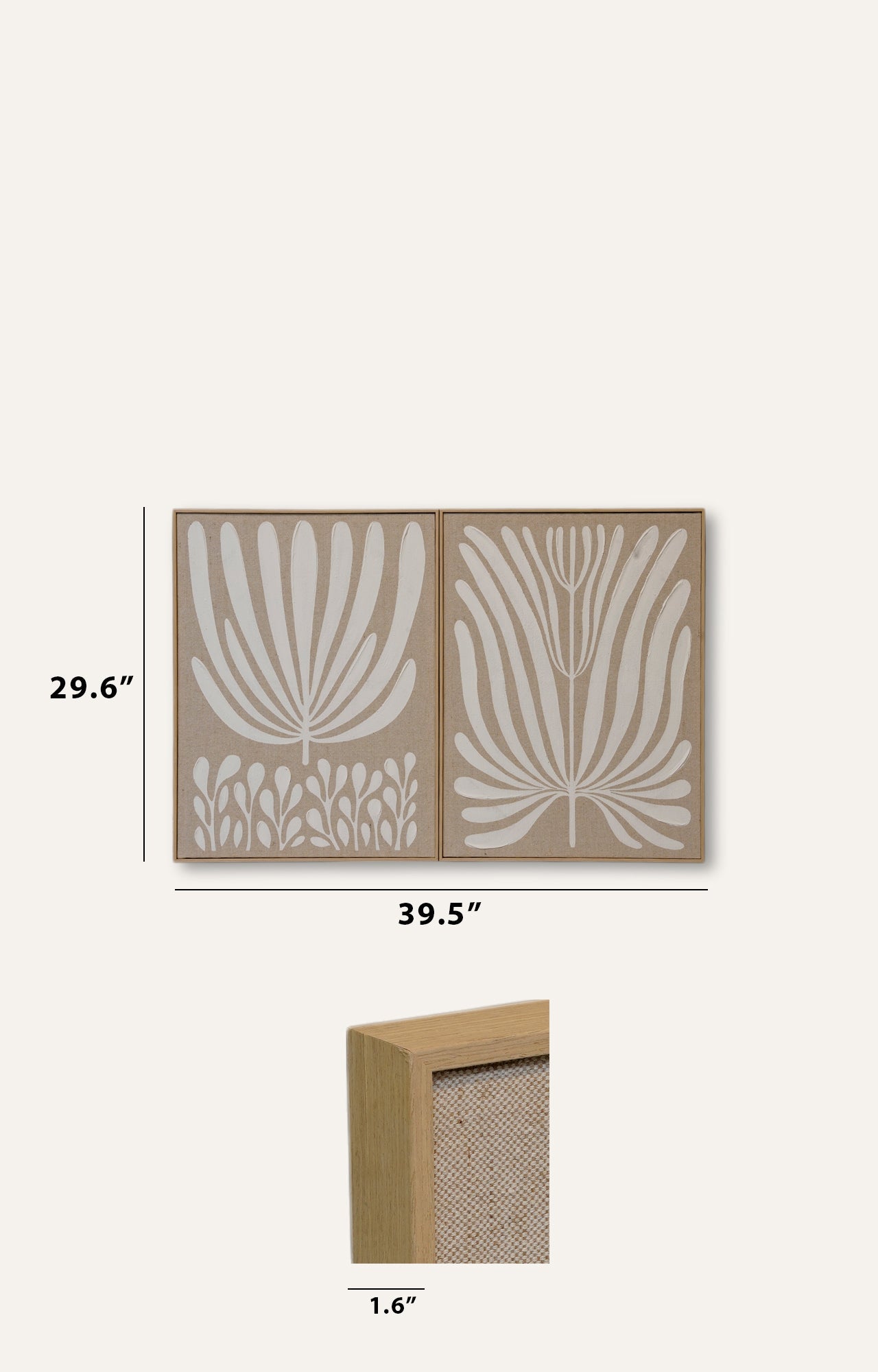White and Brown Hand-painted Canvas Art Set of 2