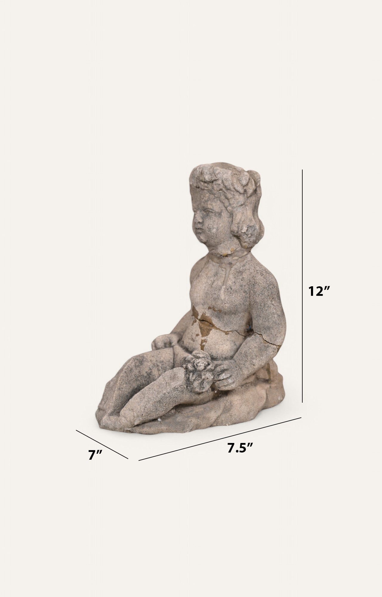 Sitting Angel Stand Stone Sculpture