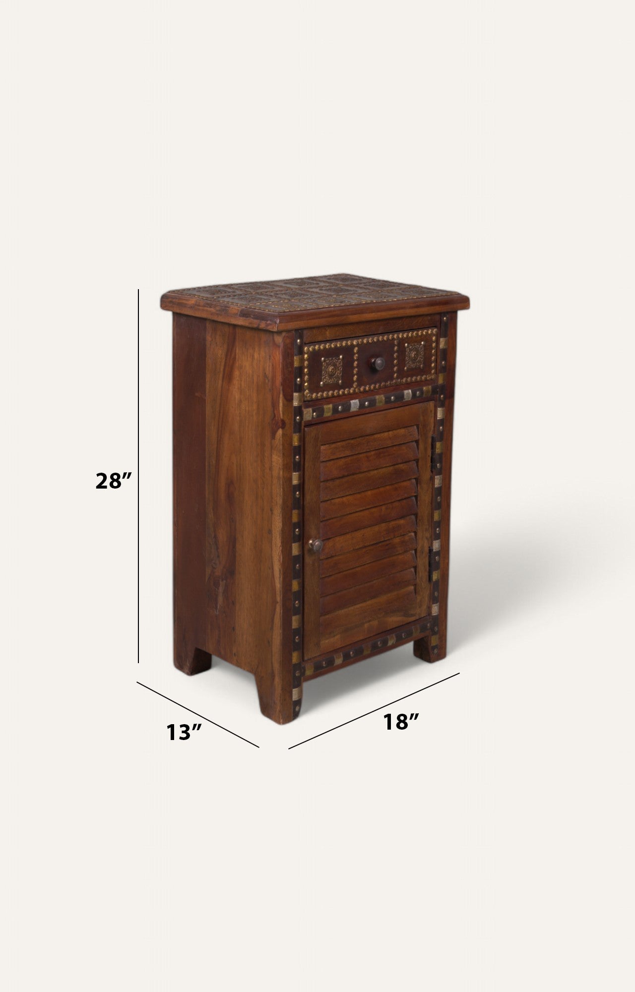 Candis Antique Brass Inlaid Wooden Cabinet