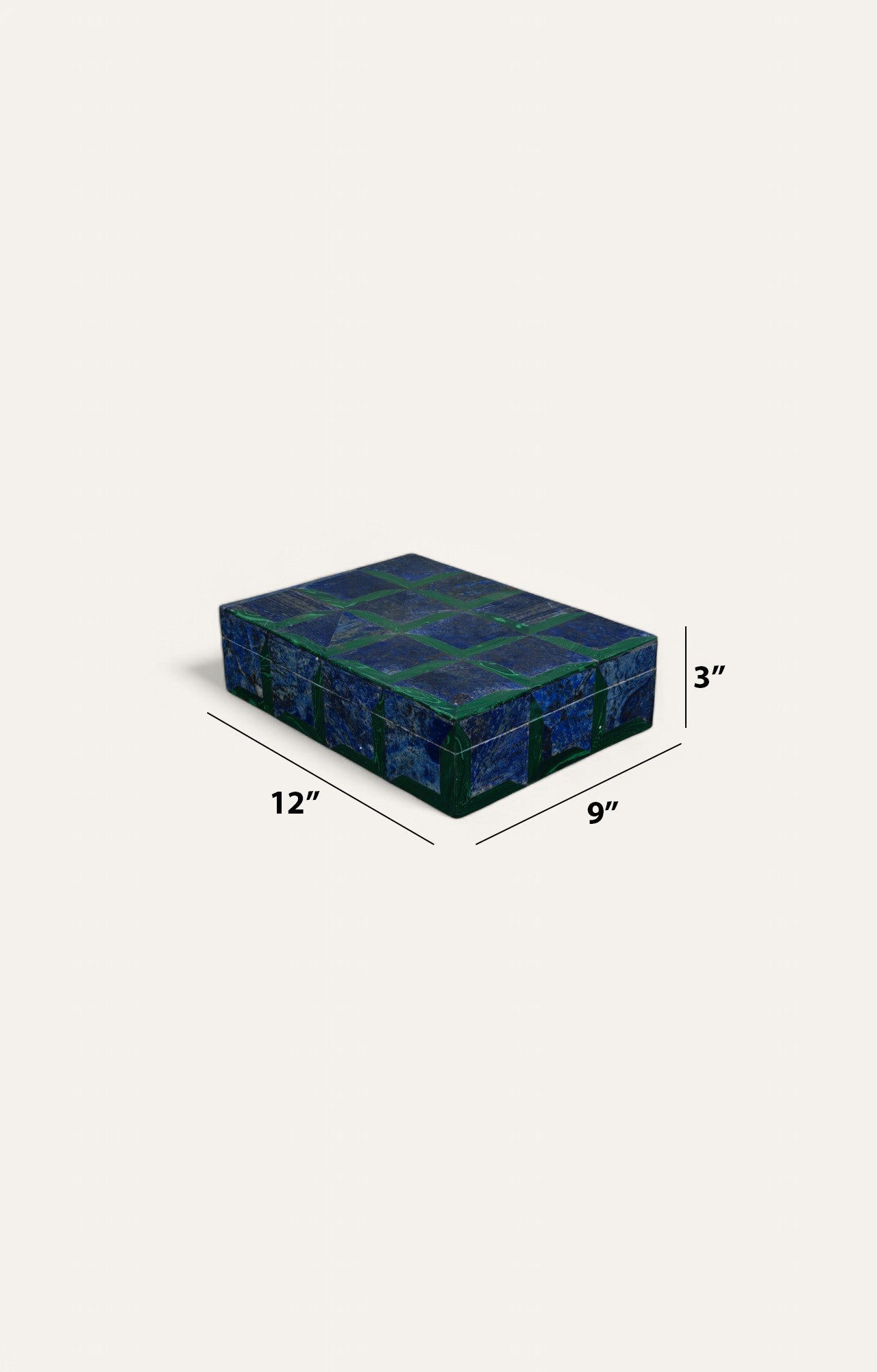 Lapis Stone Box with Geometric Overlay