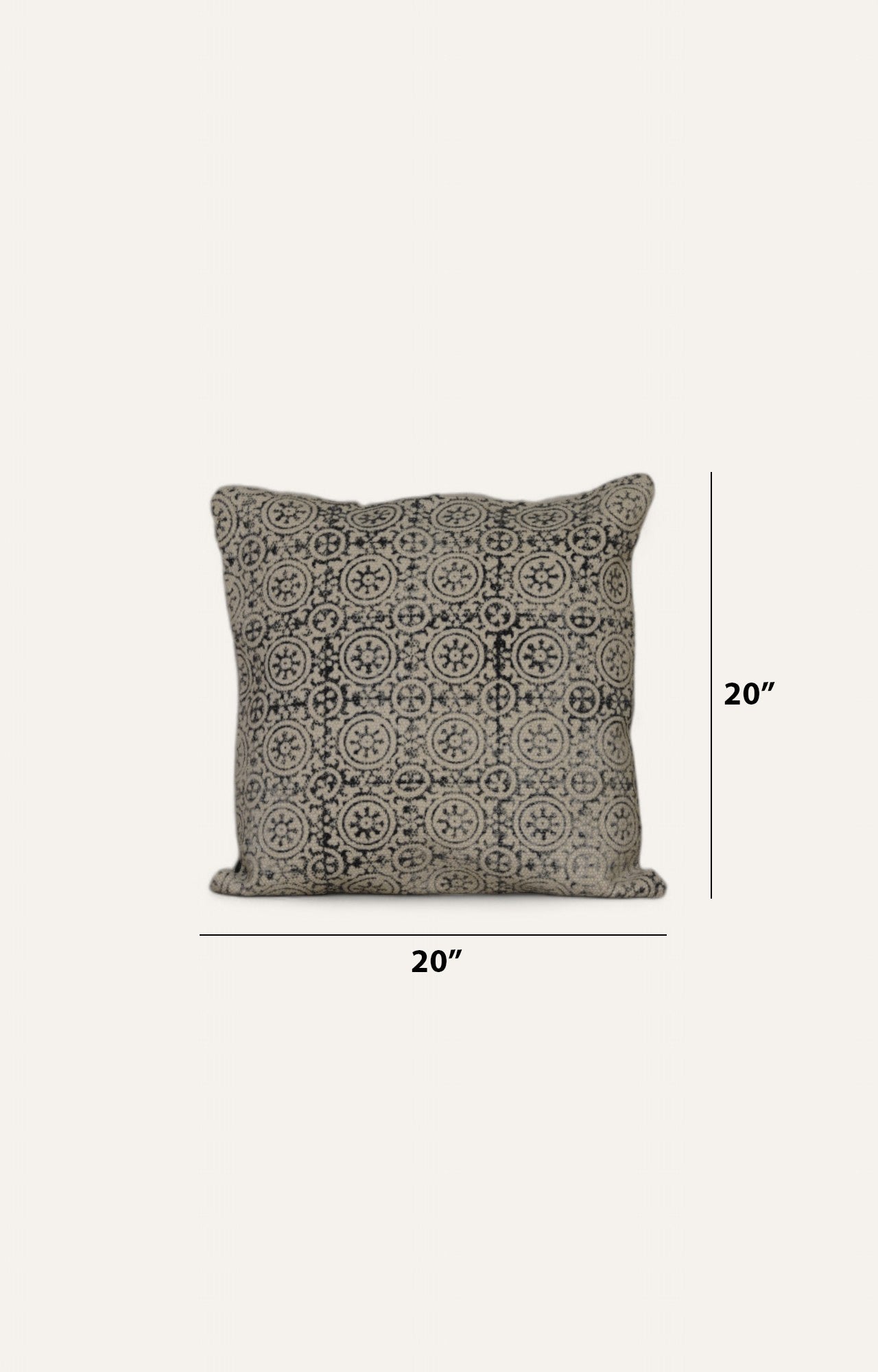 Black Hand-Made Cotton Printed Cushion