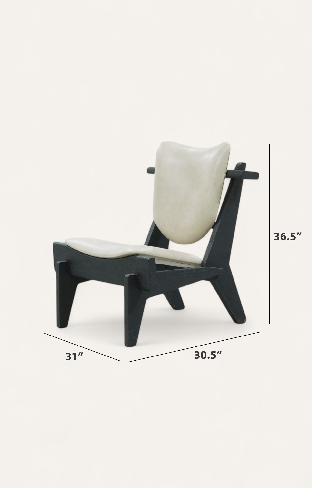 Mid-Century Black Armchair in Leatherette