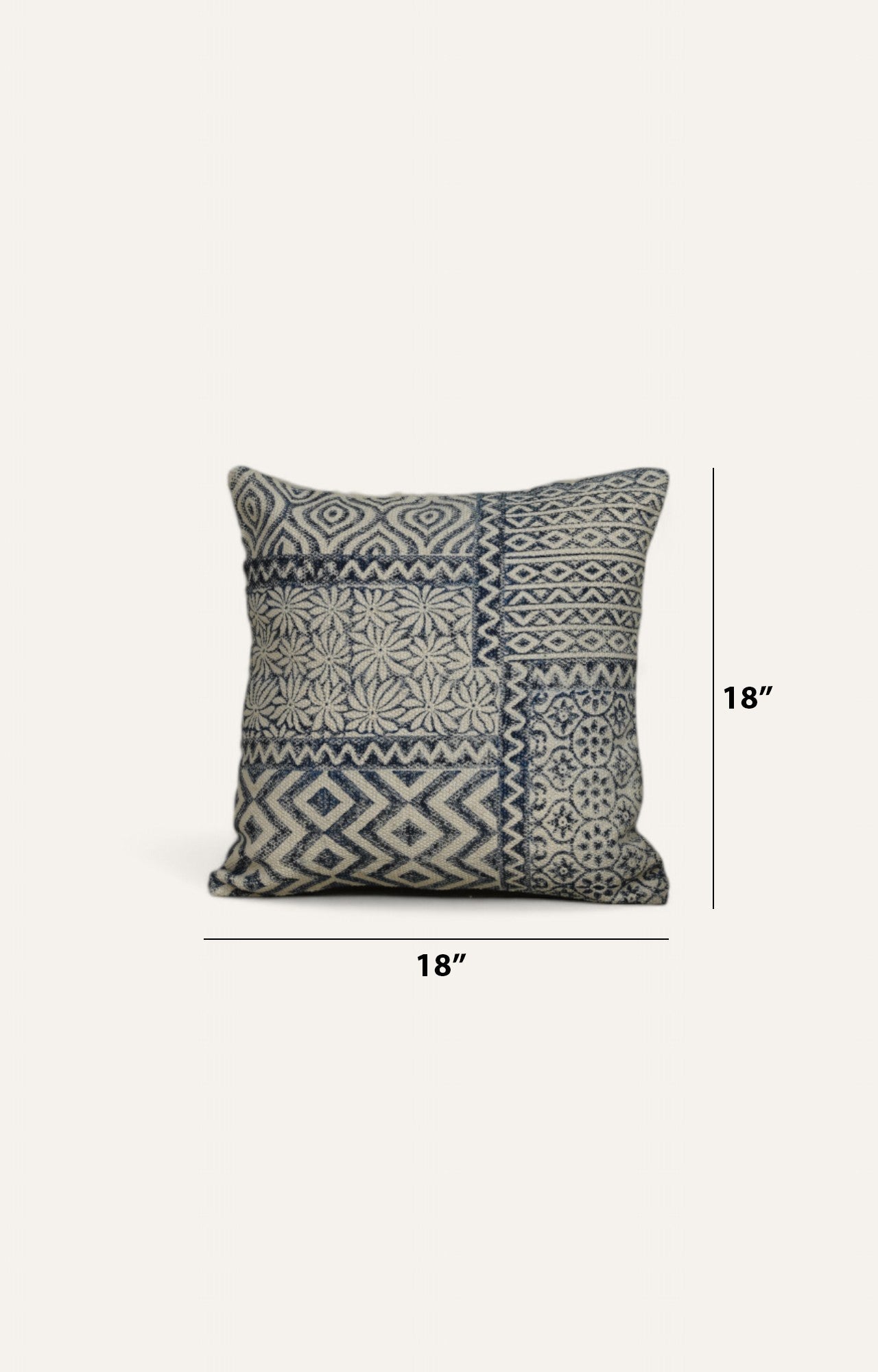 Intricate pattern Indigo and White Cushion