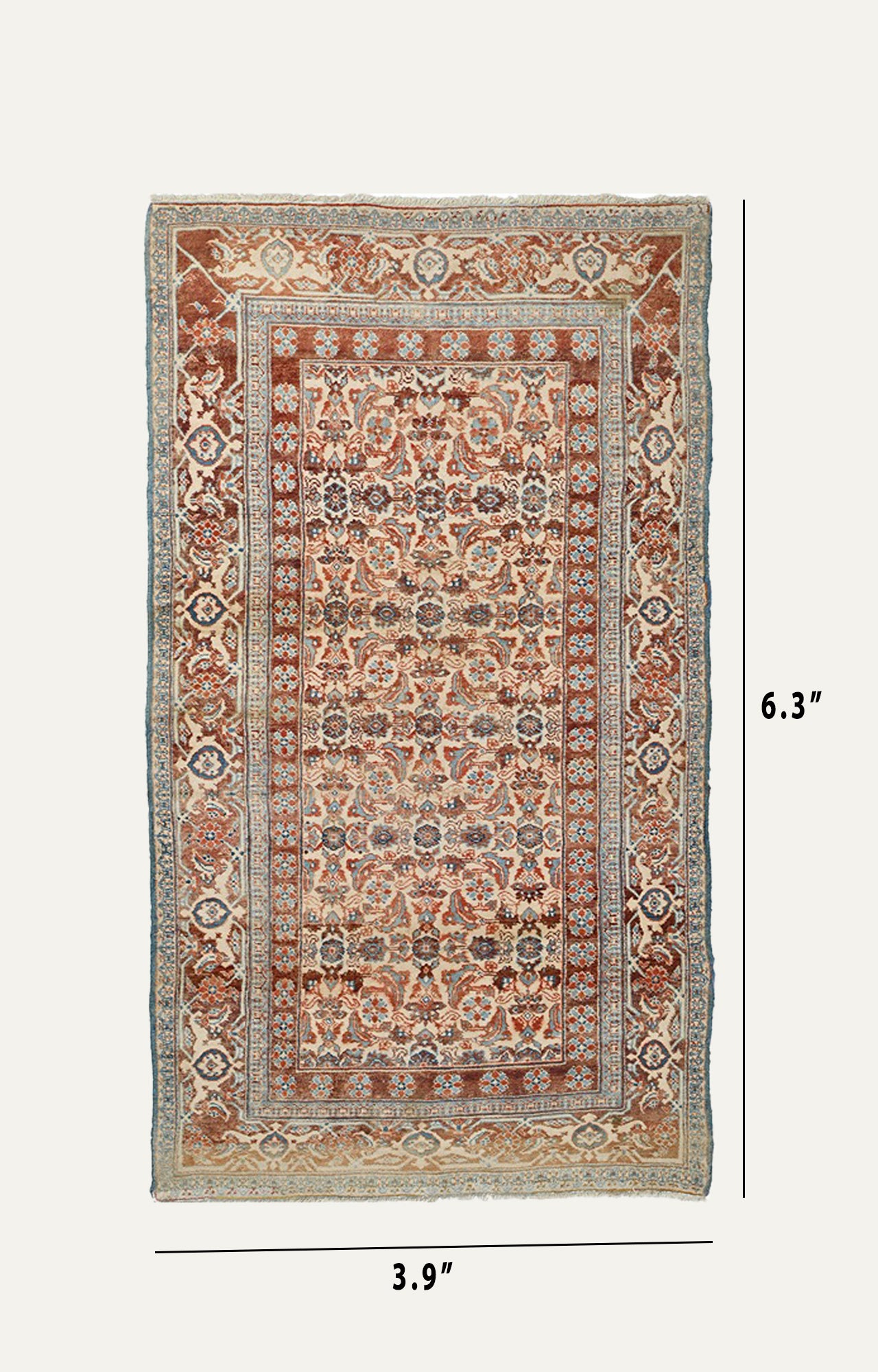 4 x 6 Ft 100 Years old Mughal Style carpet with jaal work