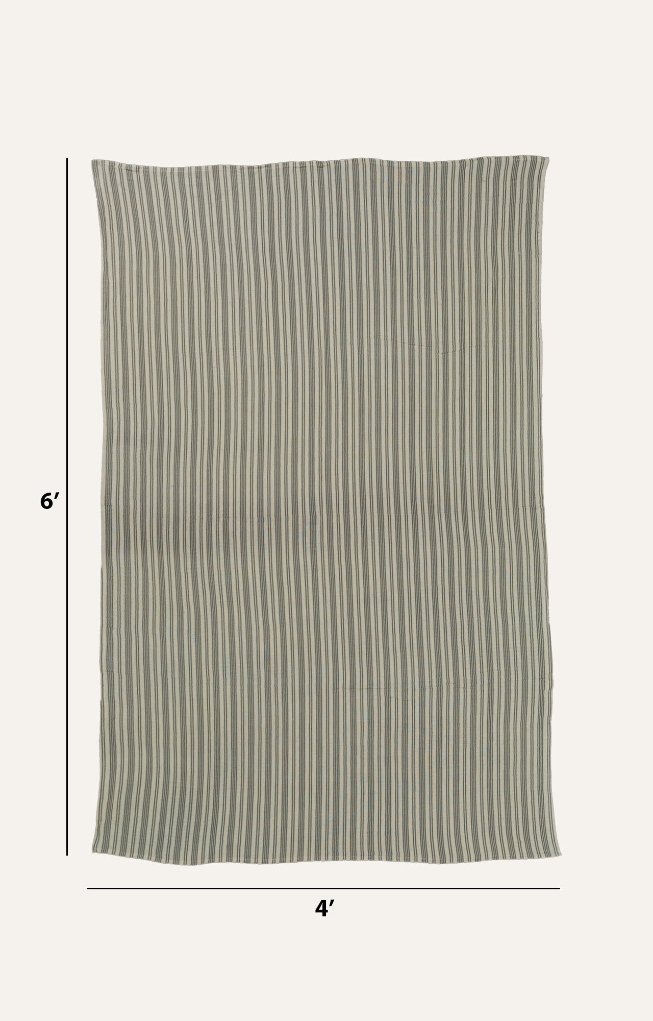 Striped Cotton Throw in Ecru & Charcoal