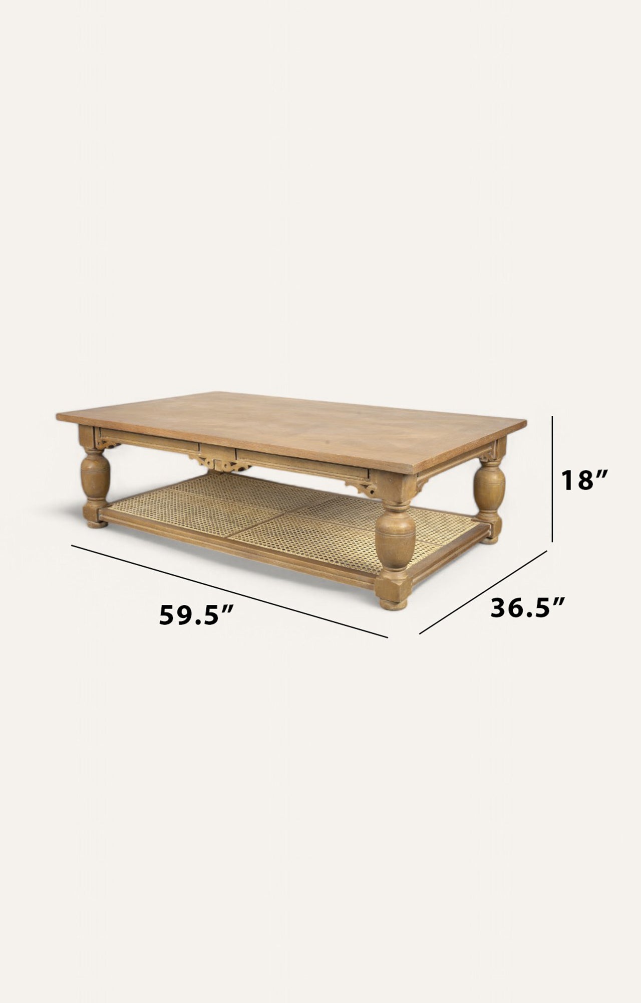 Geometric top Coffee Table with Cane Base