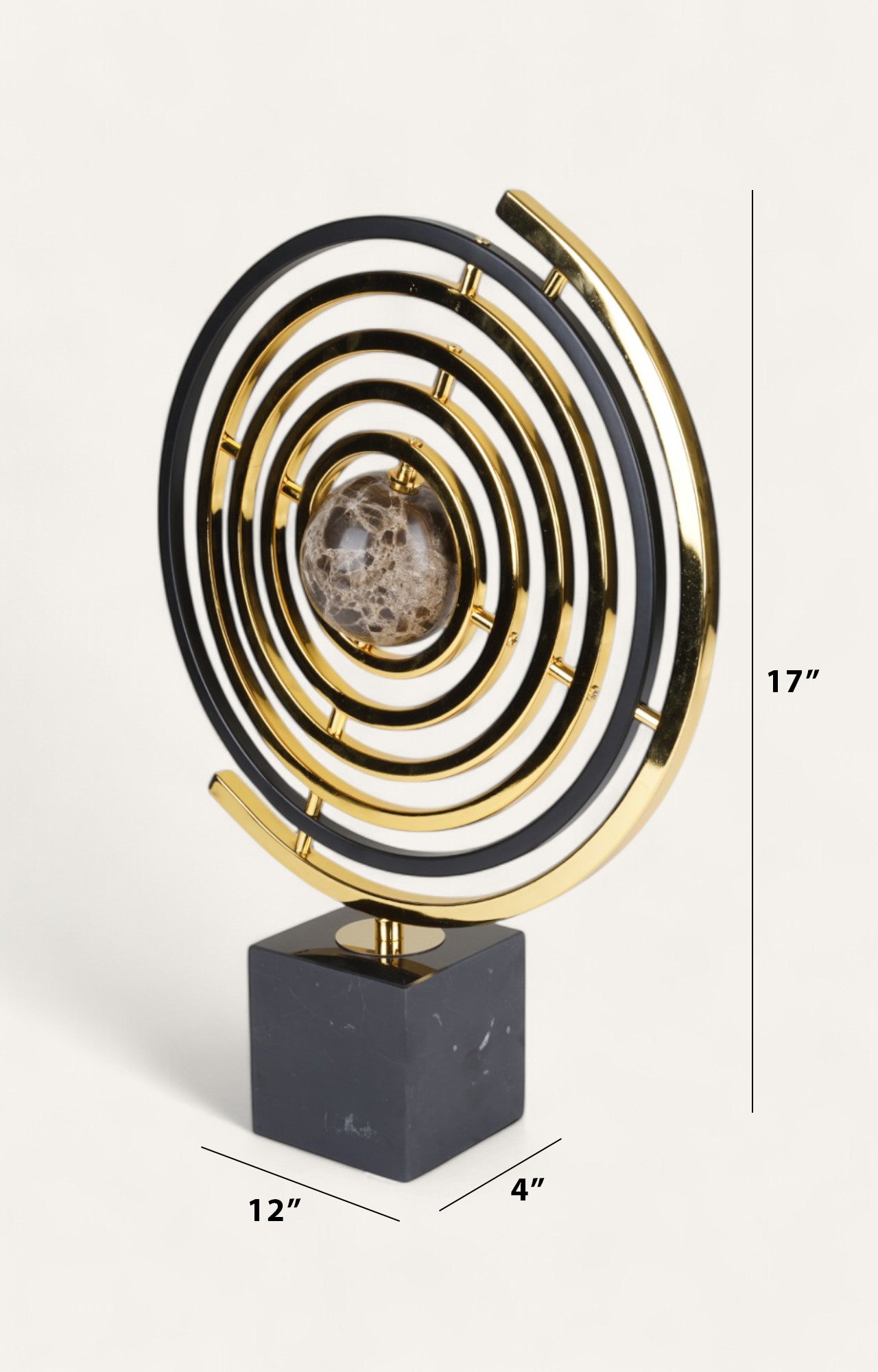 Striking Golden Geode Spiral Sculpture
