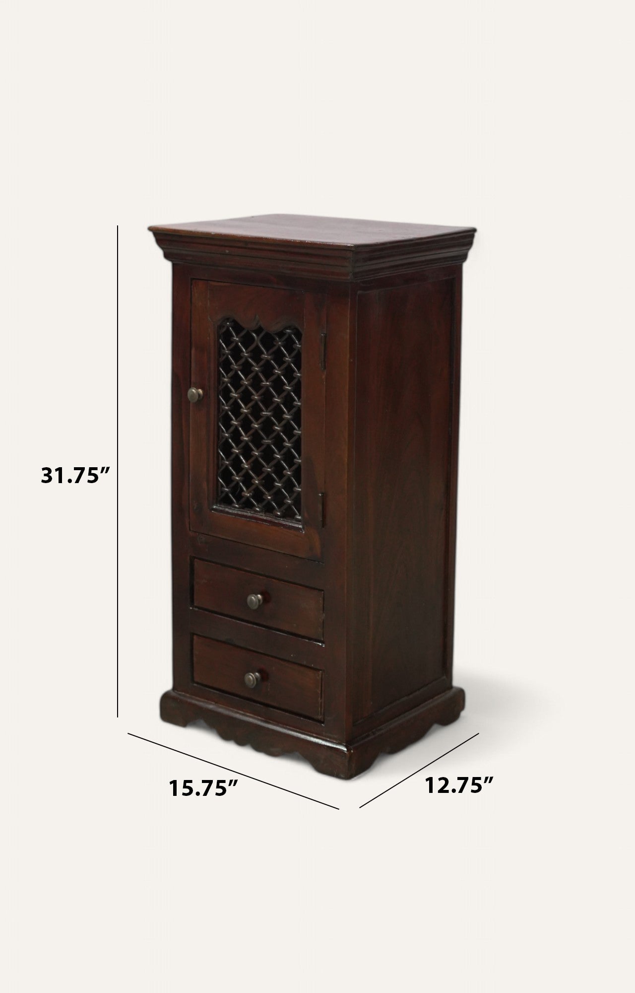 Lattice Tall Wooden Side Cabinet with Drawers