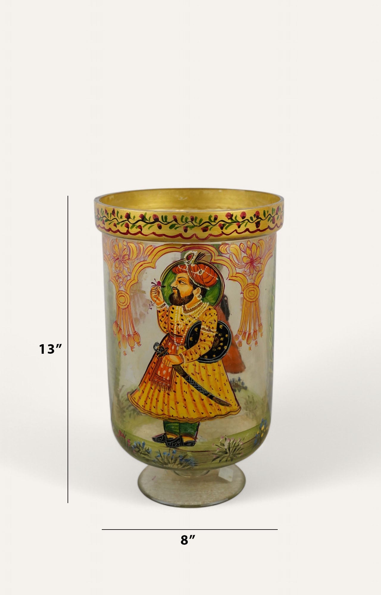 Hand-Painted Mughal Miniature Glass Vase