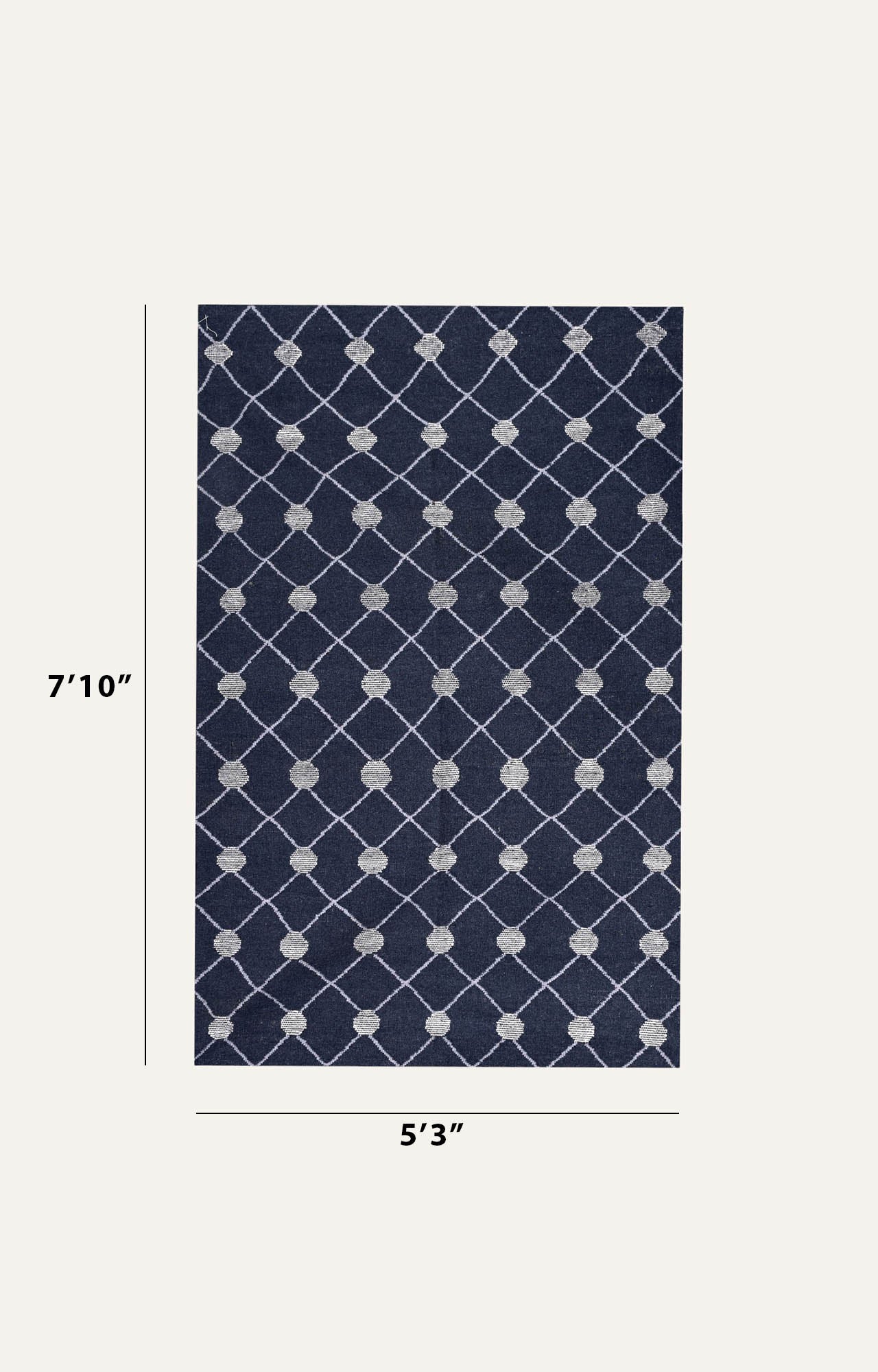 Blue And White Wavy Pattern Rug
