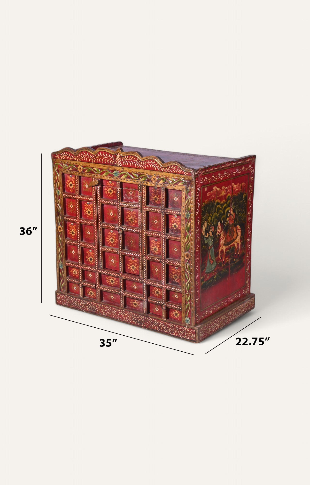 Maharaja Hand-Painted Wooden Cabinet