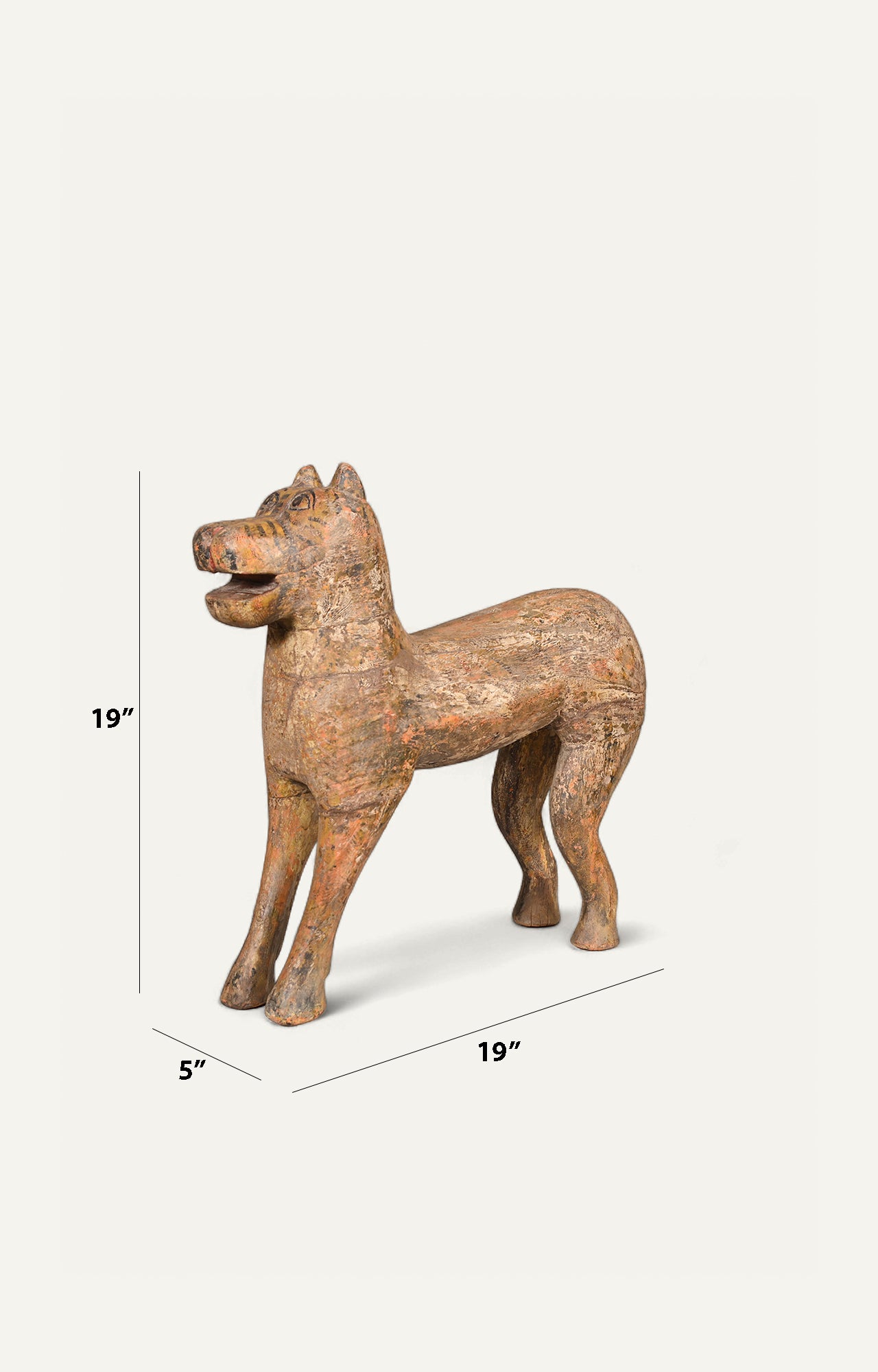 Charming Rustic Teak Wood Dog Figurine
