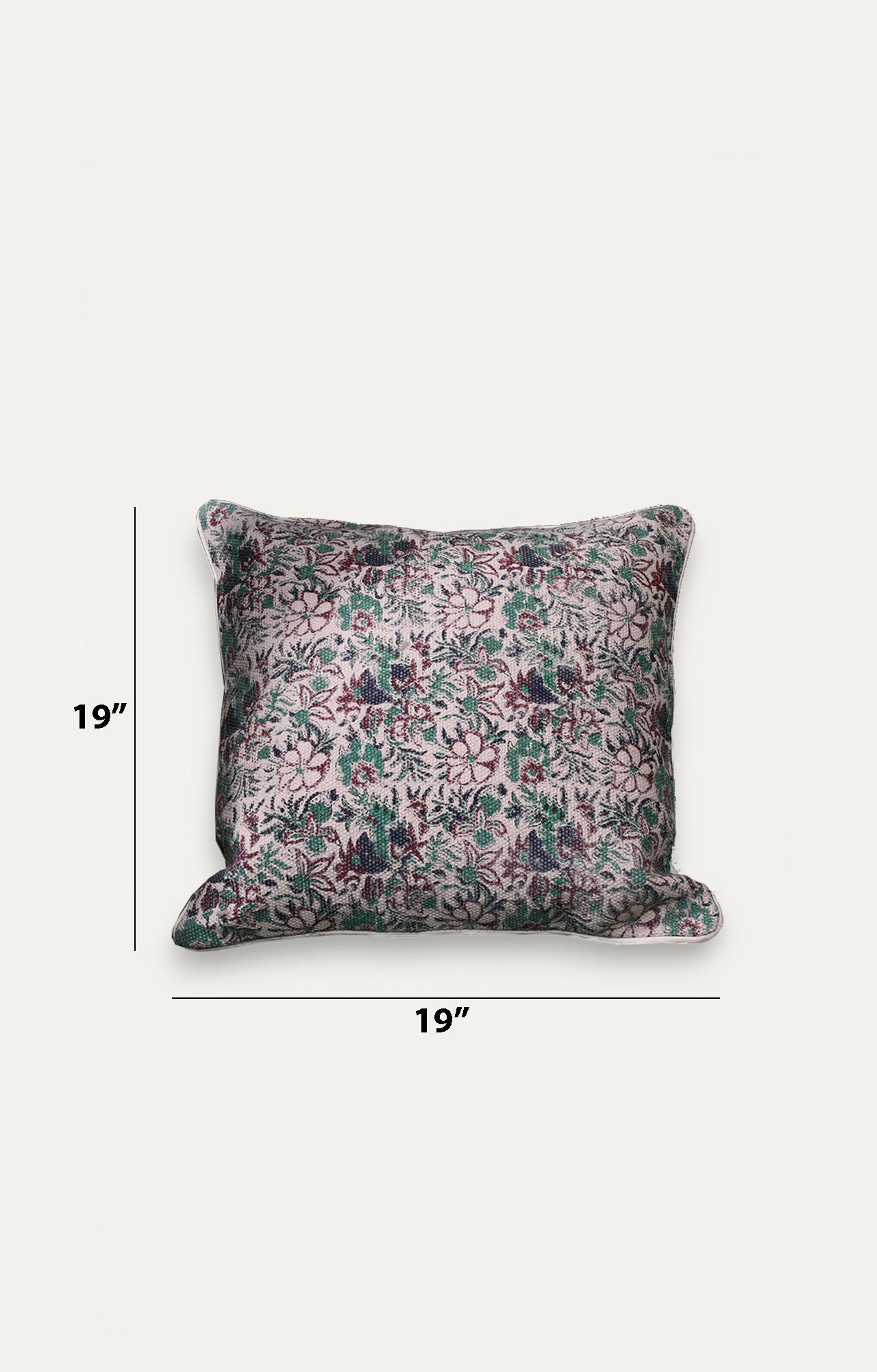Green Floral Print Cotton Cushion Cover