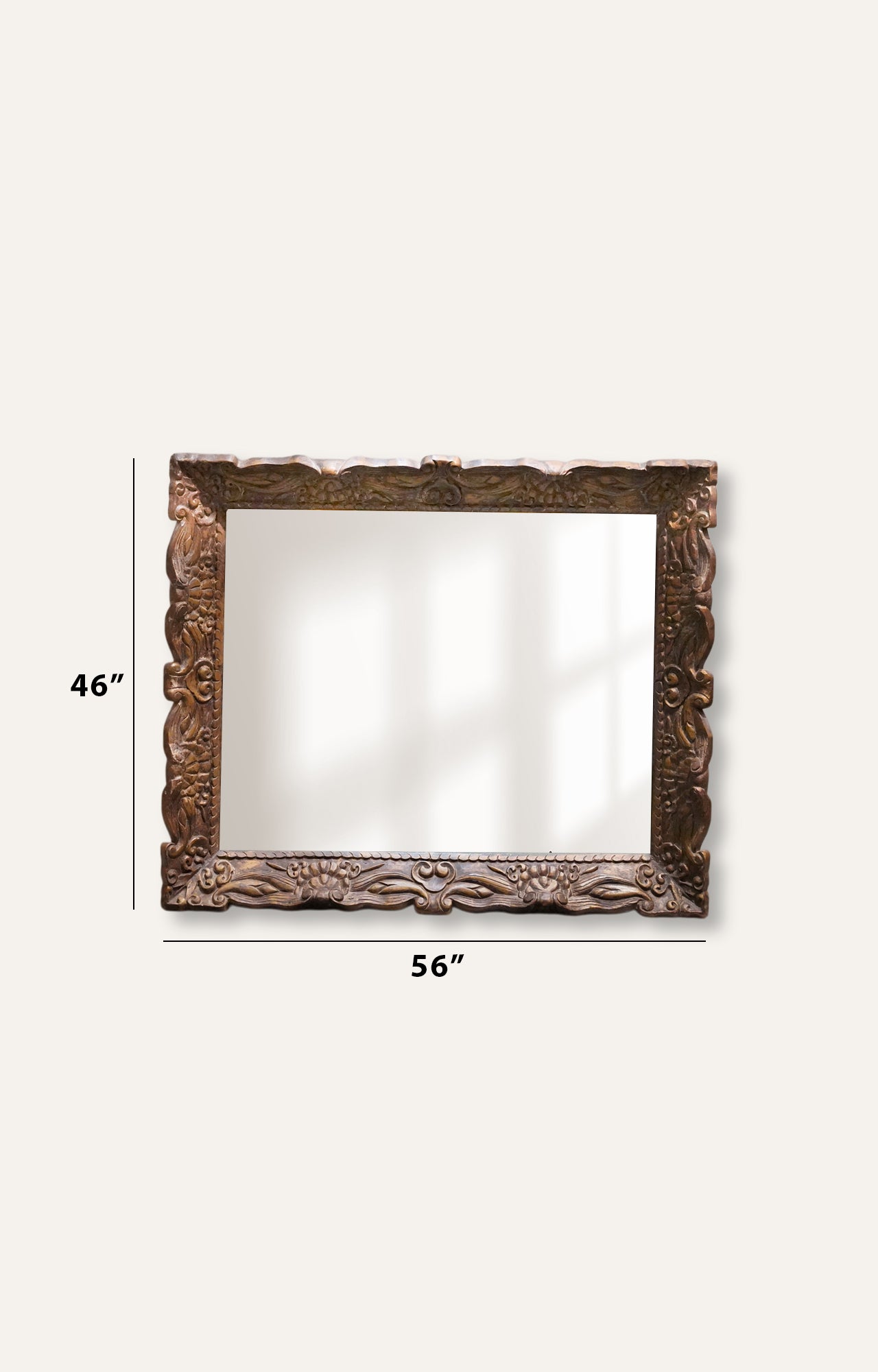 Brown Wood Frame Rectangle Wall Mirror