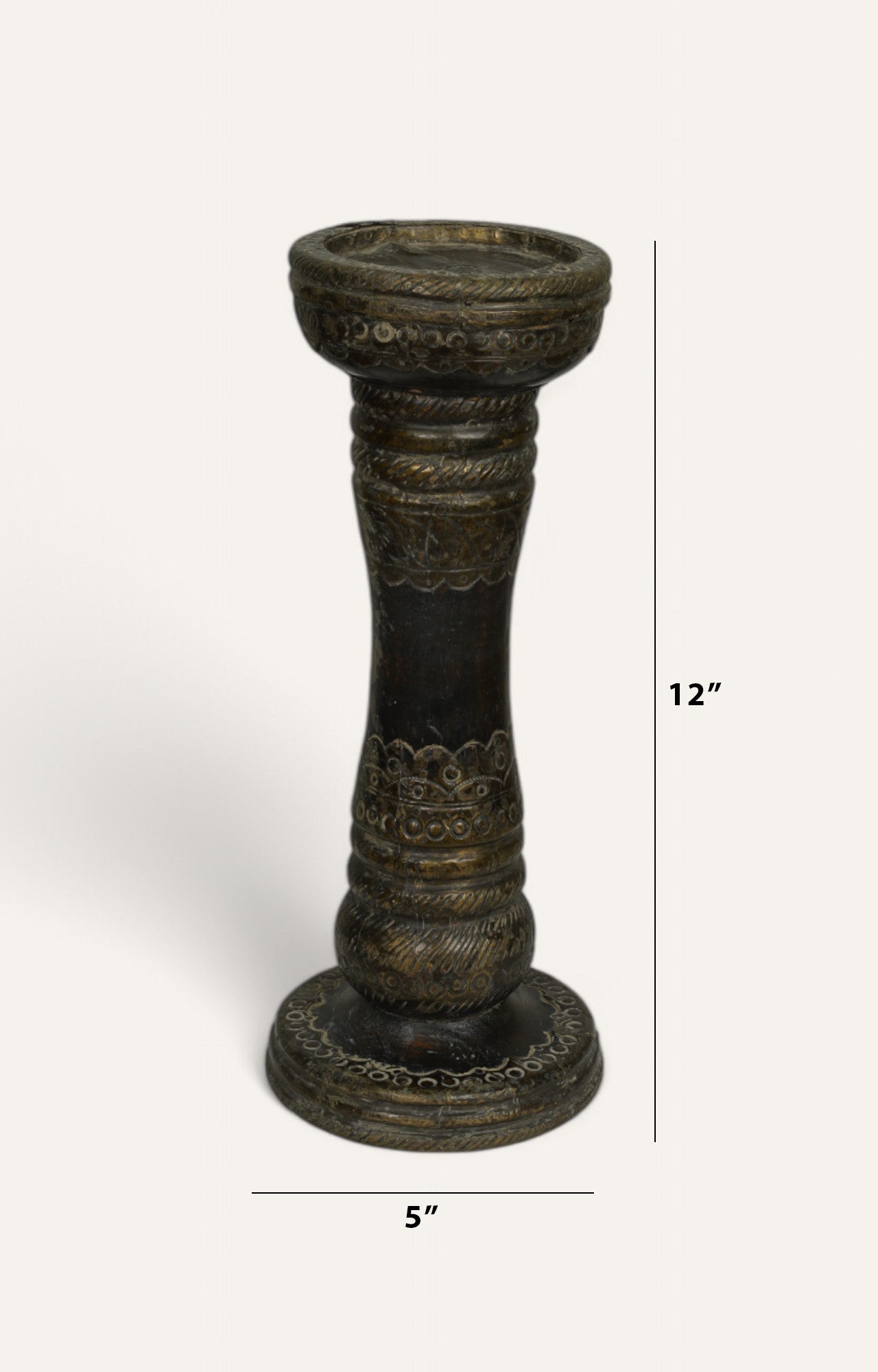 Victorian Wooden and Brass Vintage Candle Stand