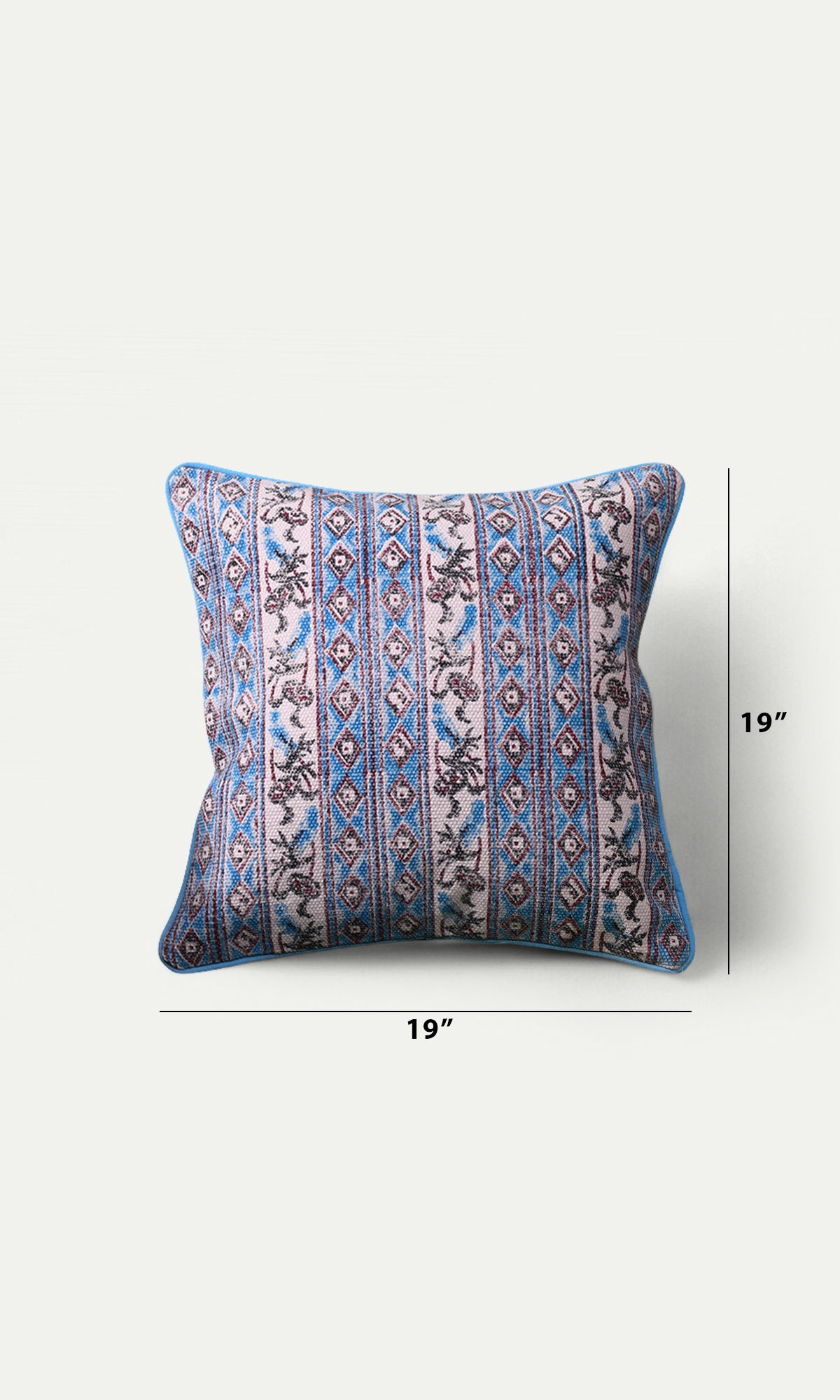 Blue Printed Cotton Cushion Cover
