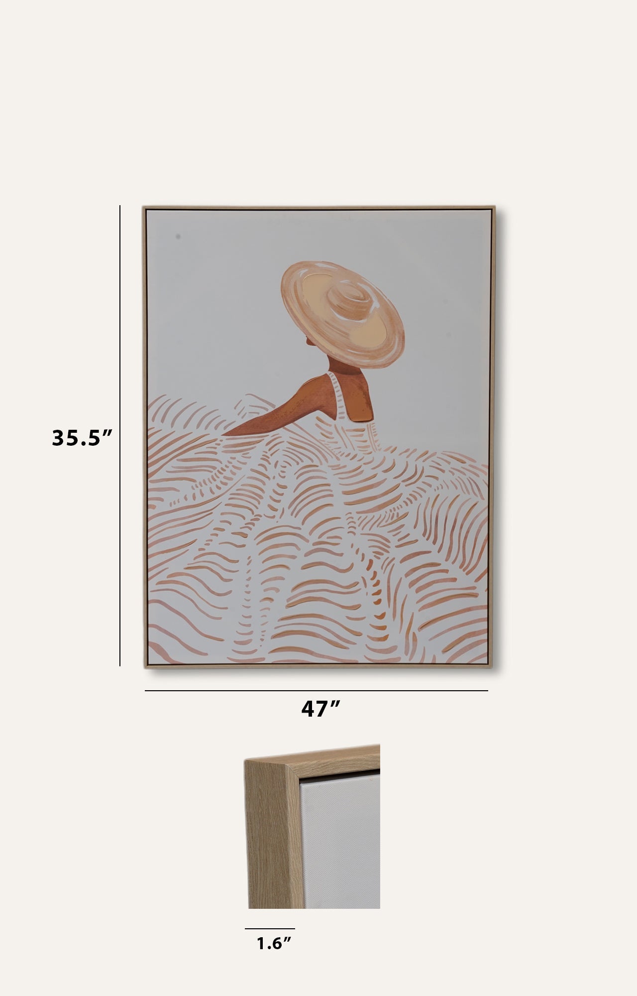 Lady in Hat Painting with Frame