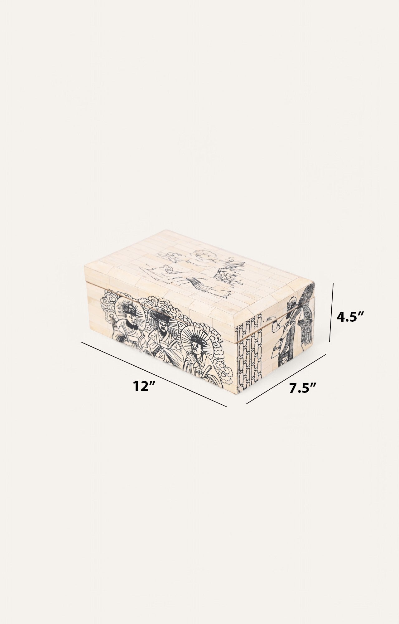 Chinese Oriental Court Scene Painted Box