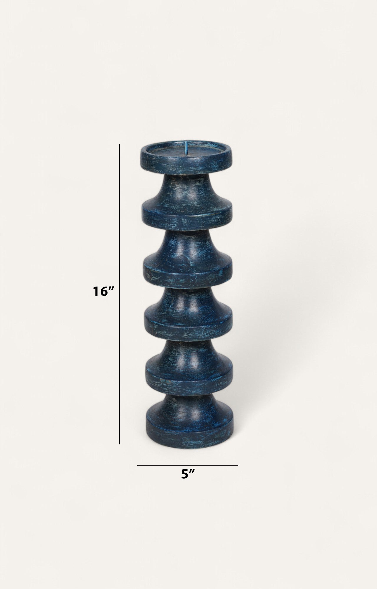 Stacked Disc Mango Wood Candle Stand