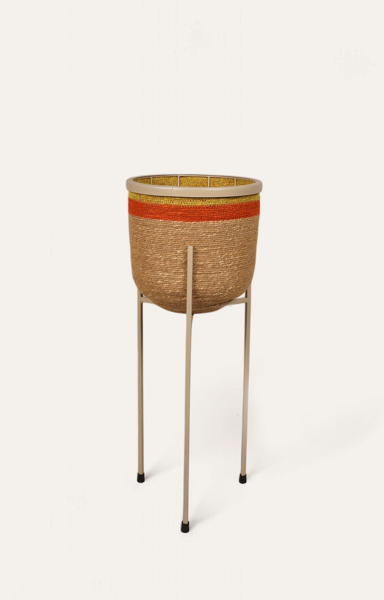 Tall Seagrass Planter with Iron Stand - Orange