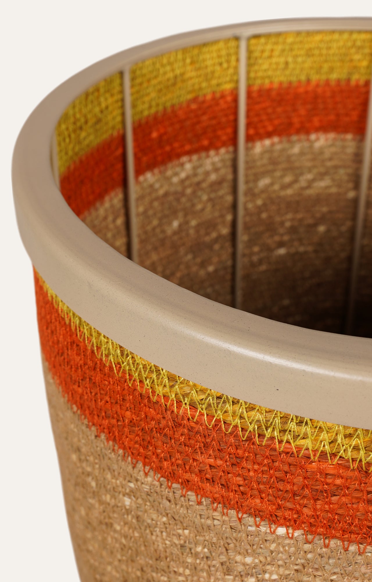 Tall Seagrass Planter with Iron Stand - Orange