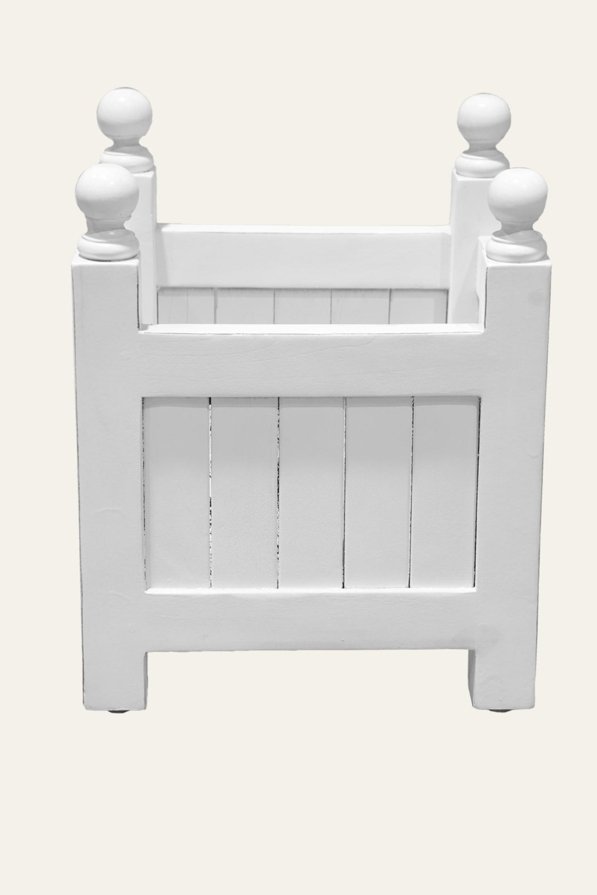 small white teak wooden planter