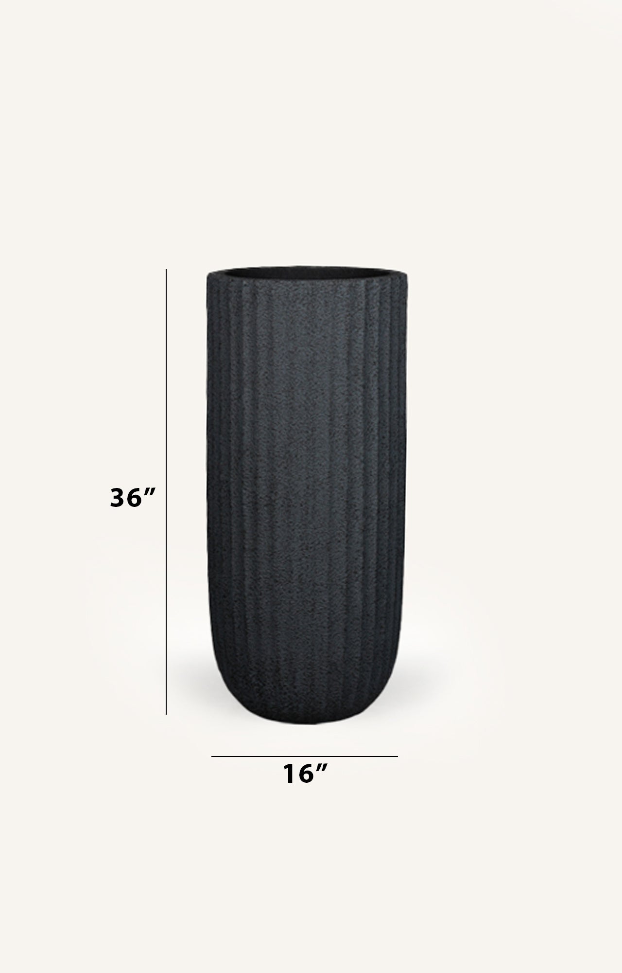 Charcoal Ribbed Resin Planter - Small