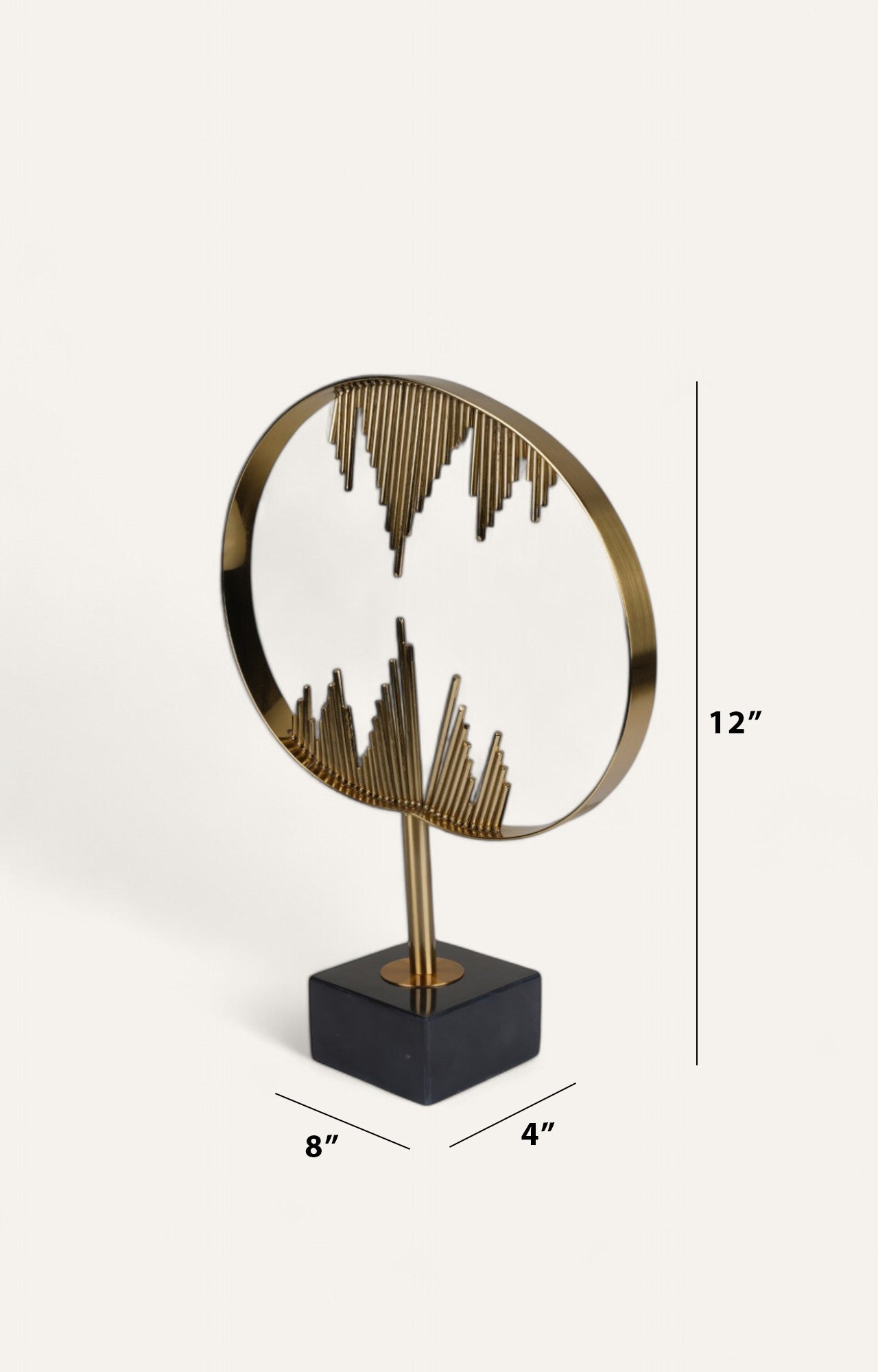 Contemporary Golden Wave Circle Sculpture - Set of 2