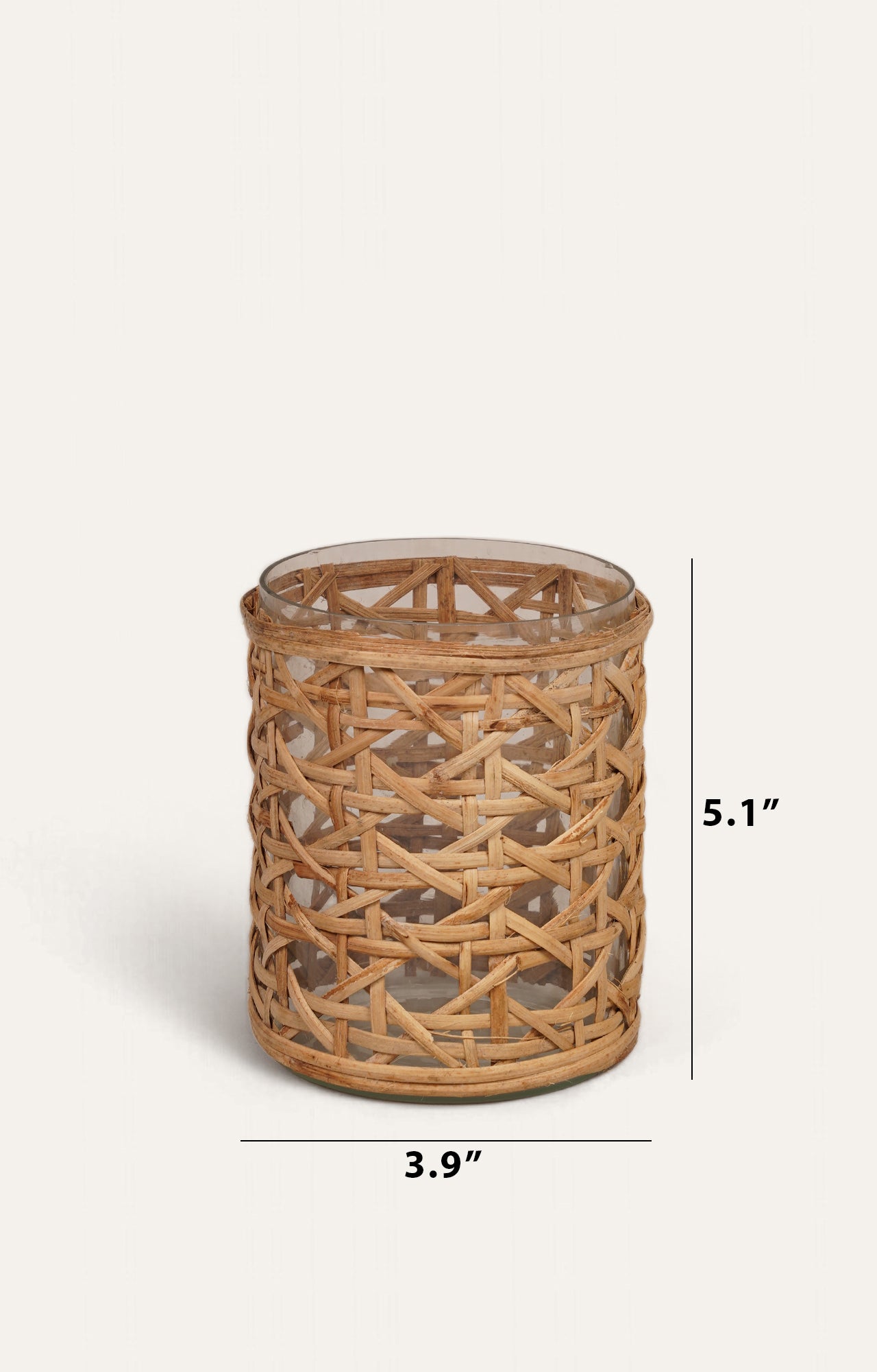 Glass Cane Weave Candle Holder Small