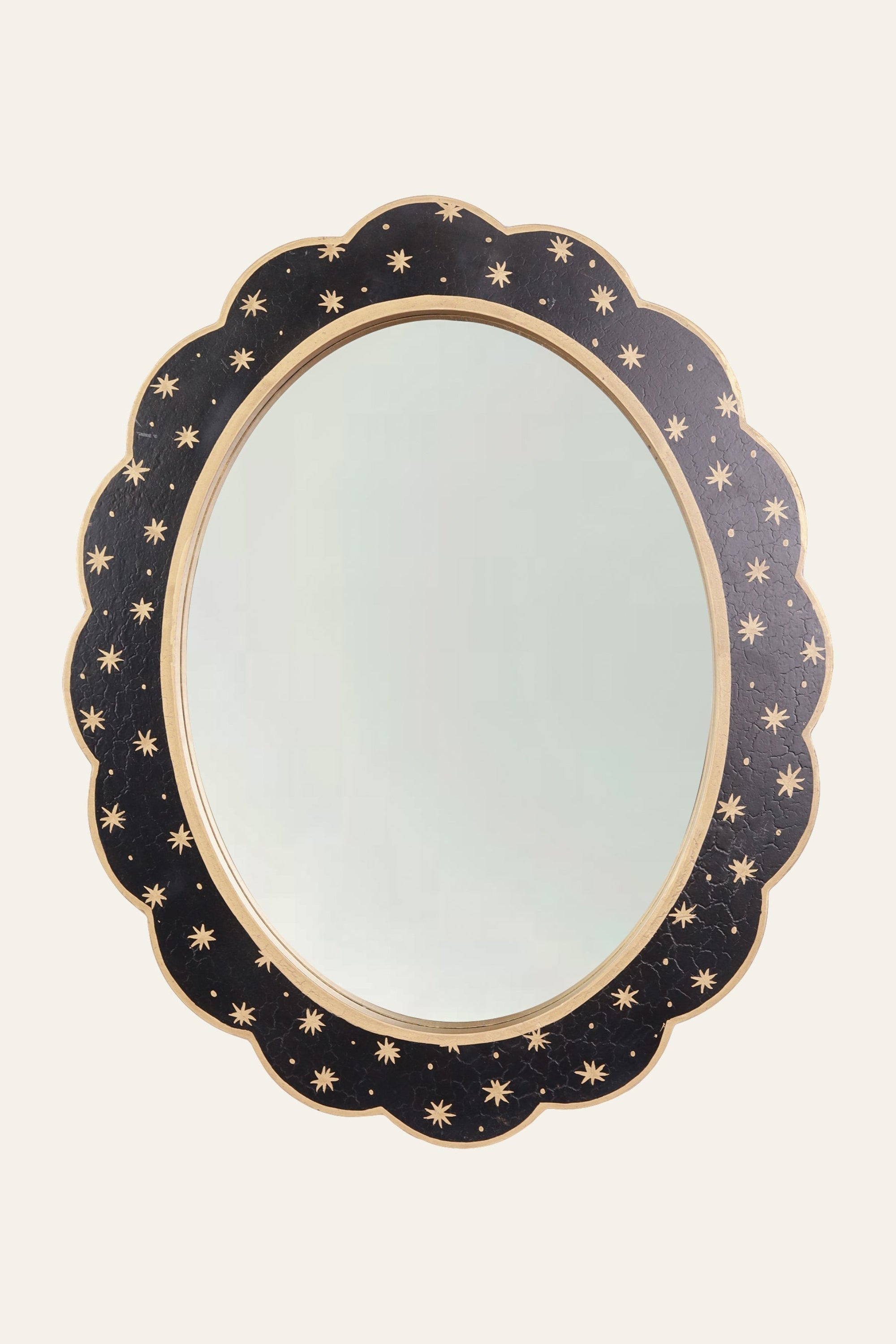 star pattern gold frame wall mirror
