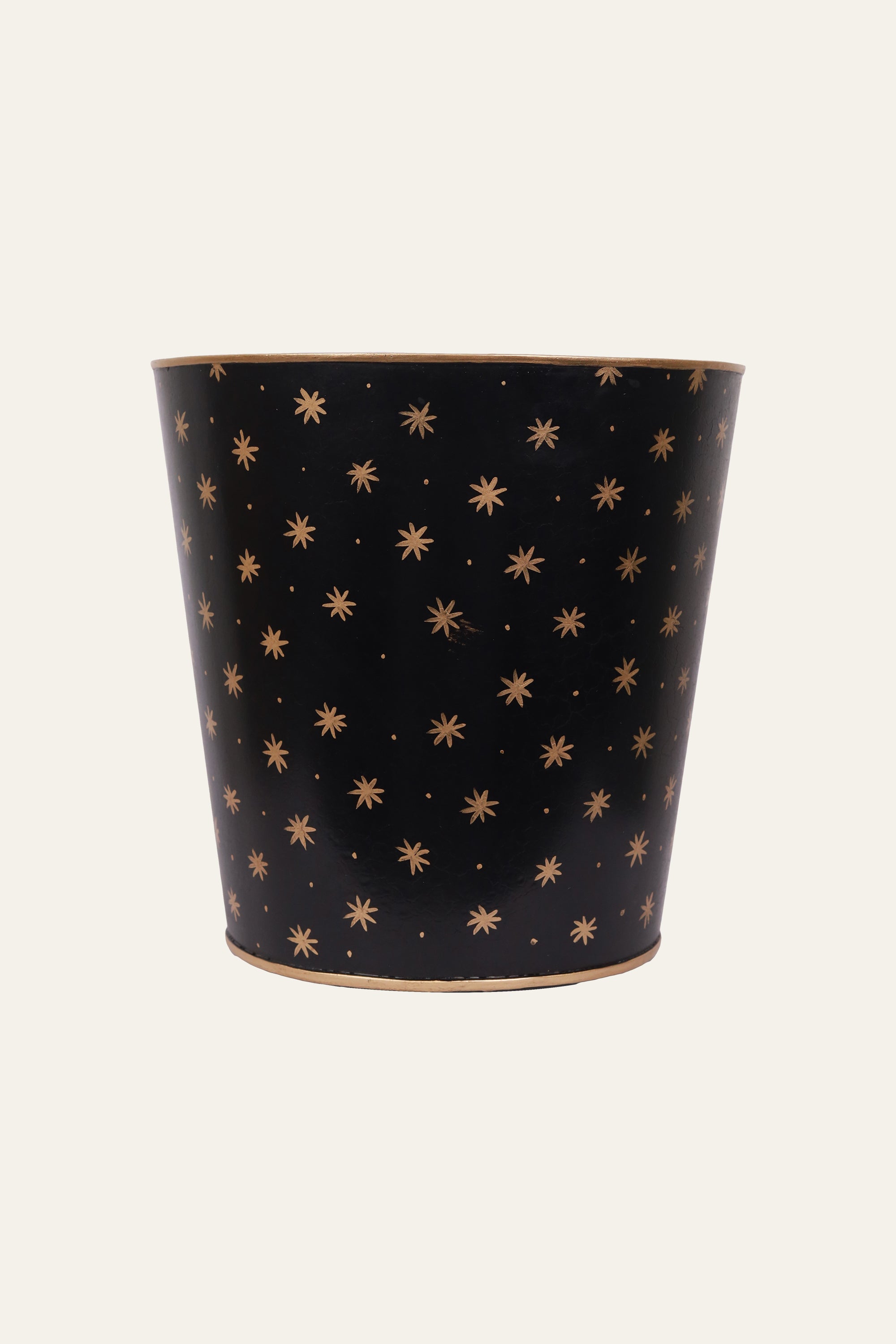 star pattern hand painted metal bin