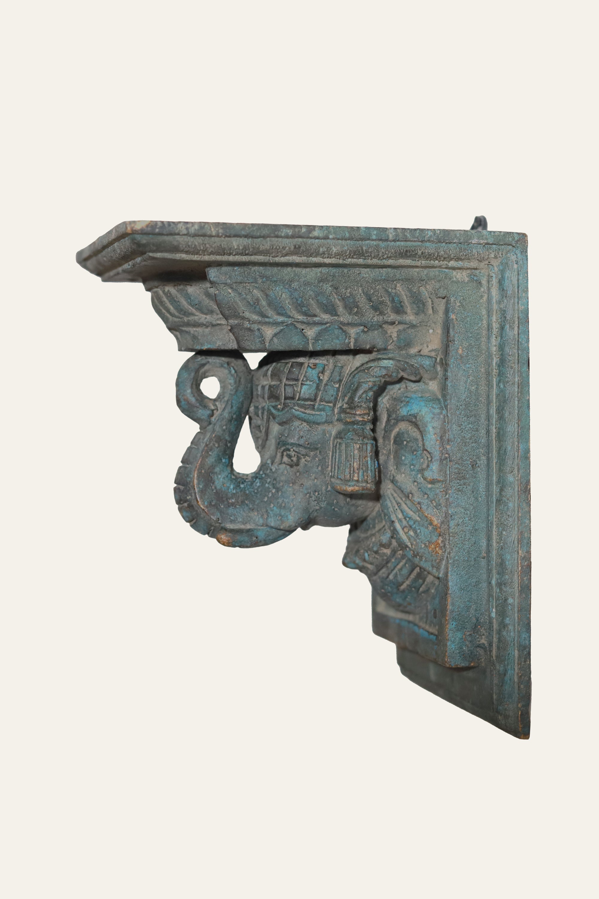 vintage elephant motif wooden bracket
